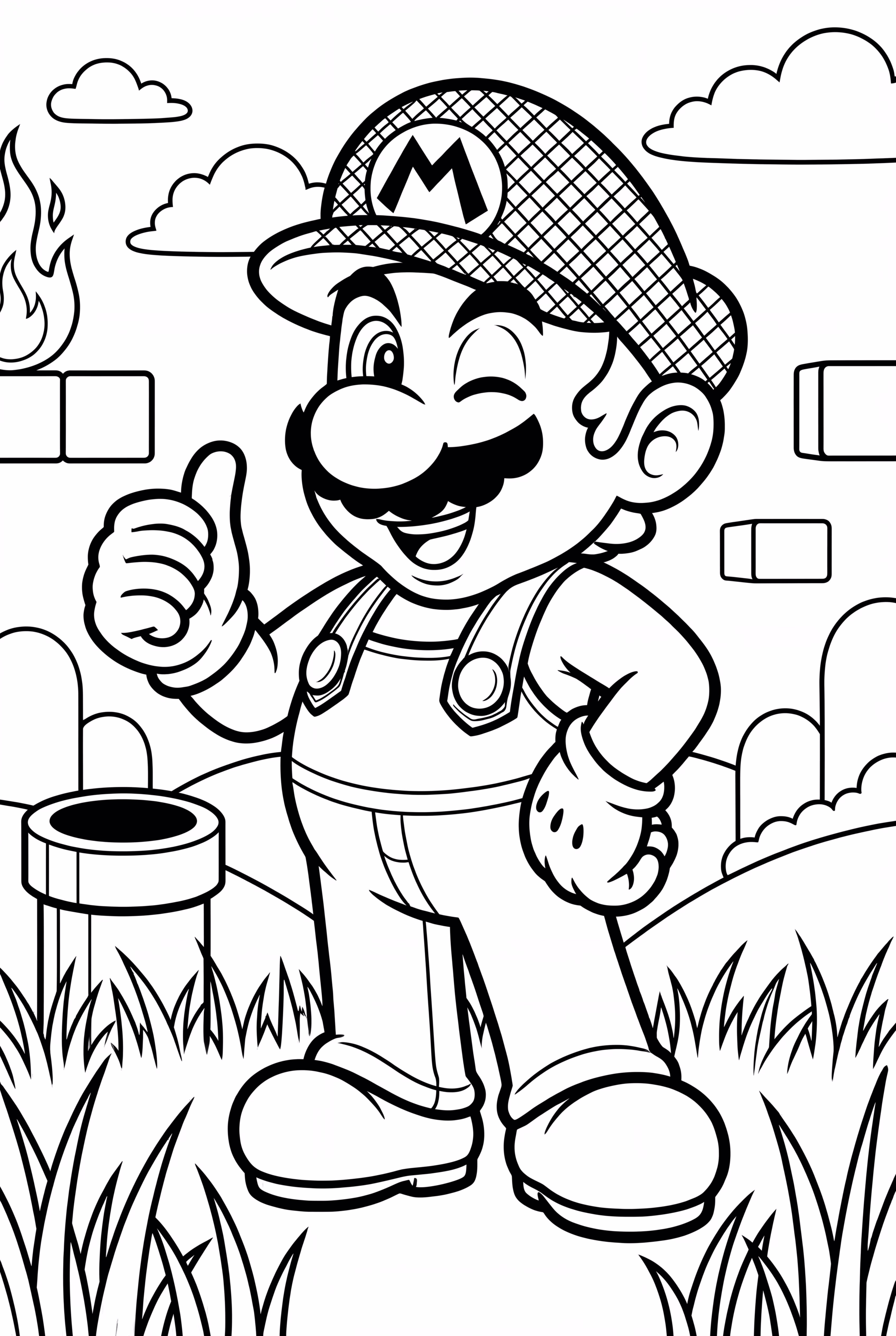 ファイアフラワーを持つマリオ