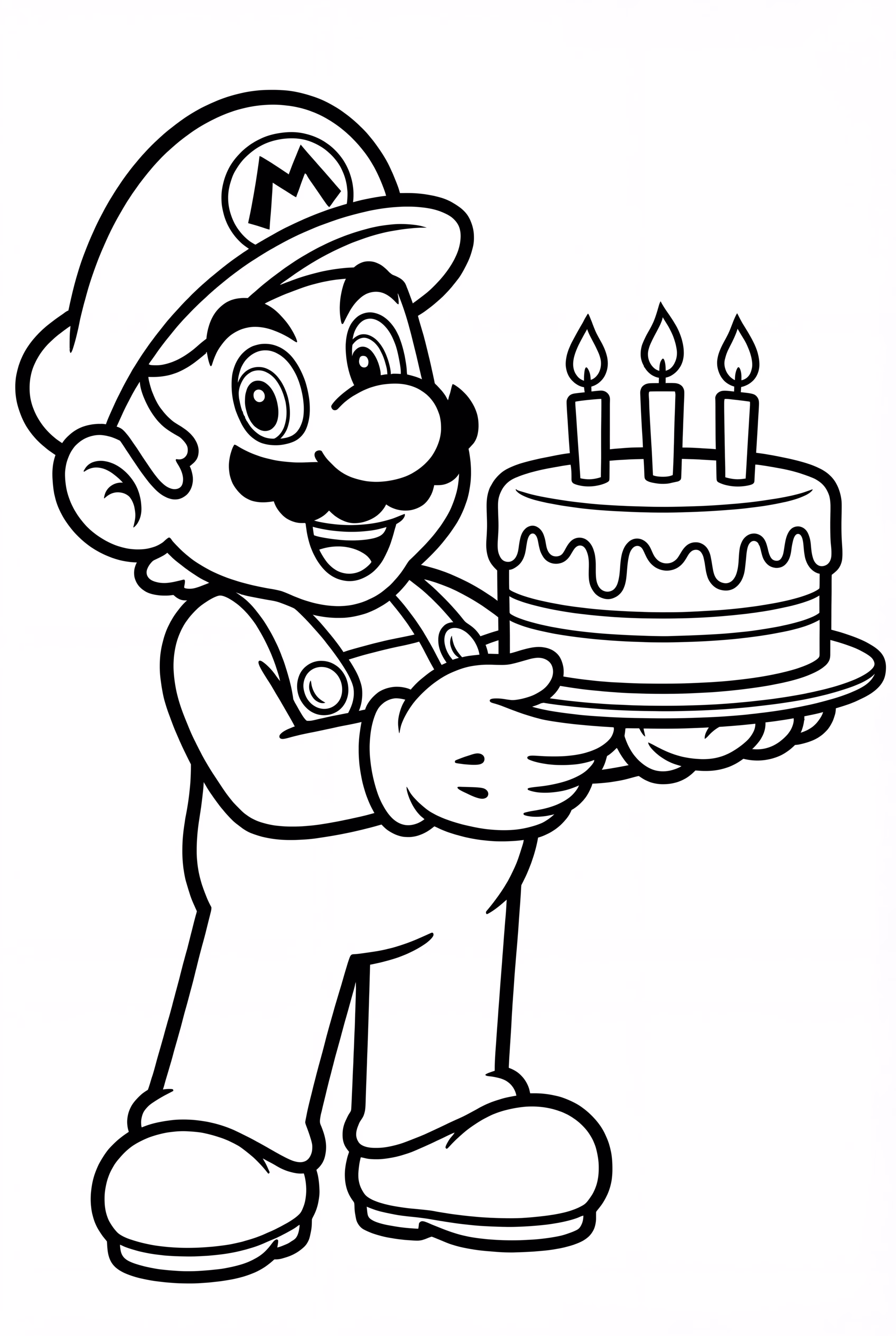 Mario Holding Birthday Cake
