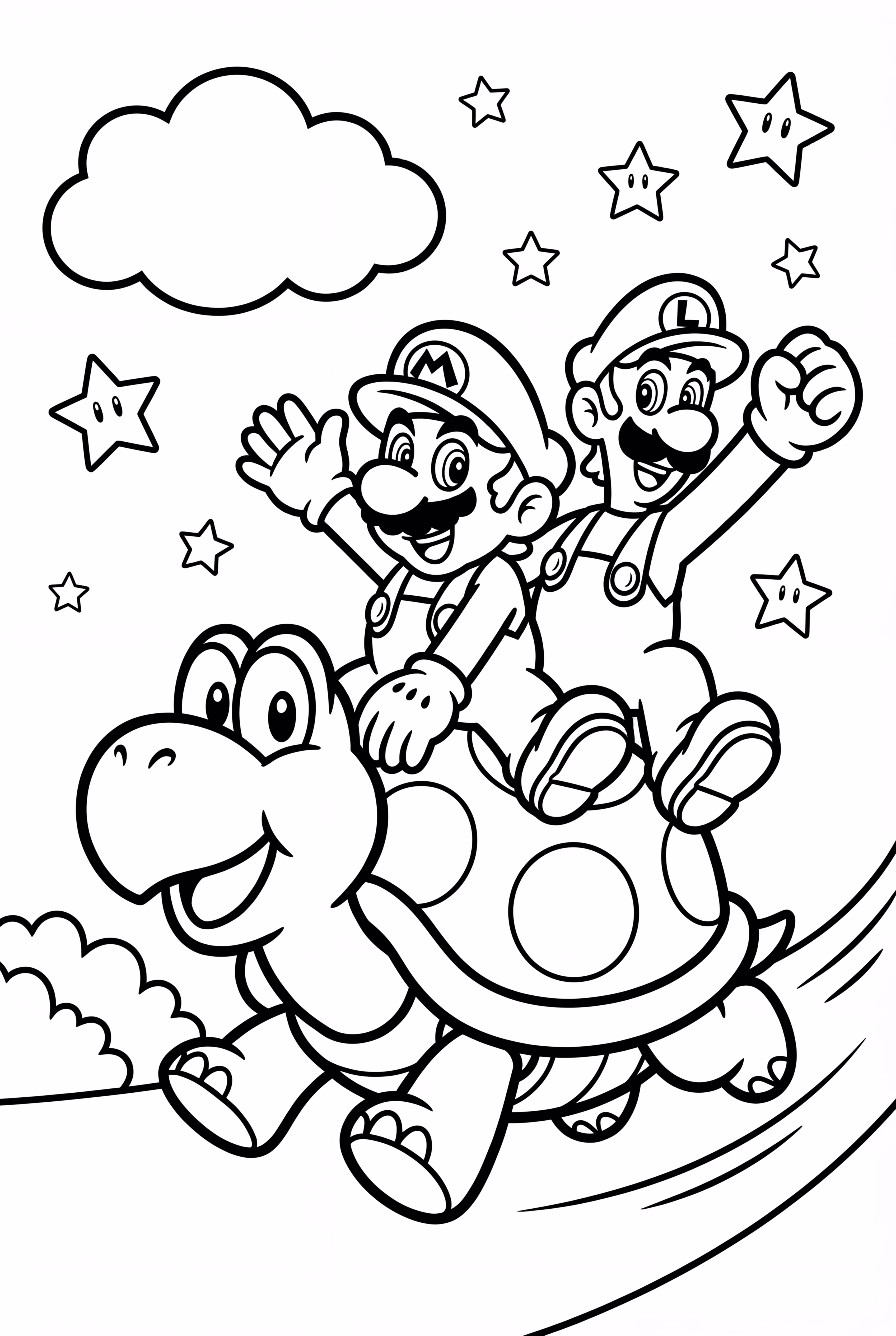 마리오와 루이지가 코파 트루파를 넘는 모습과 별의 힘