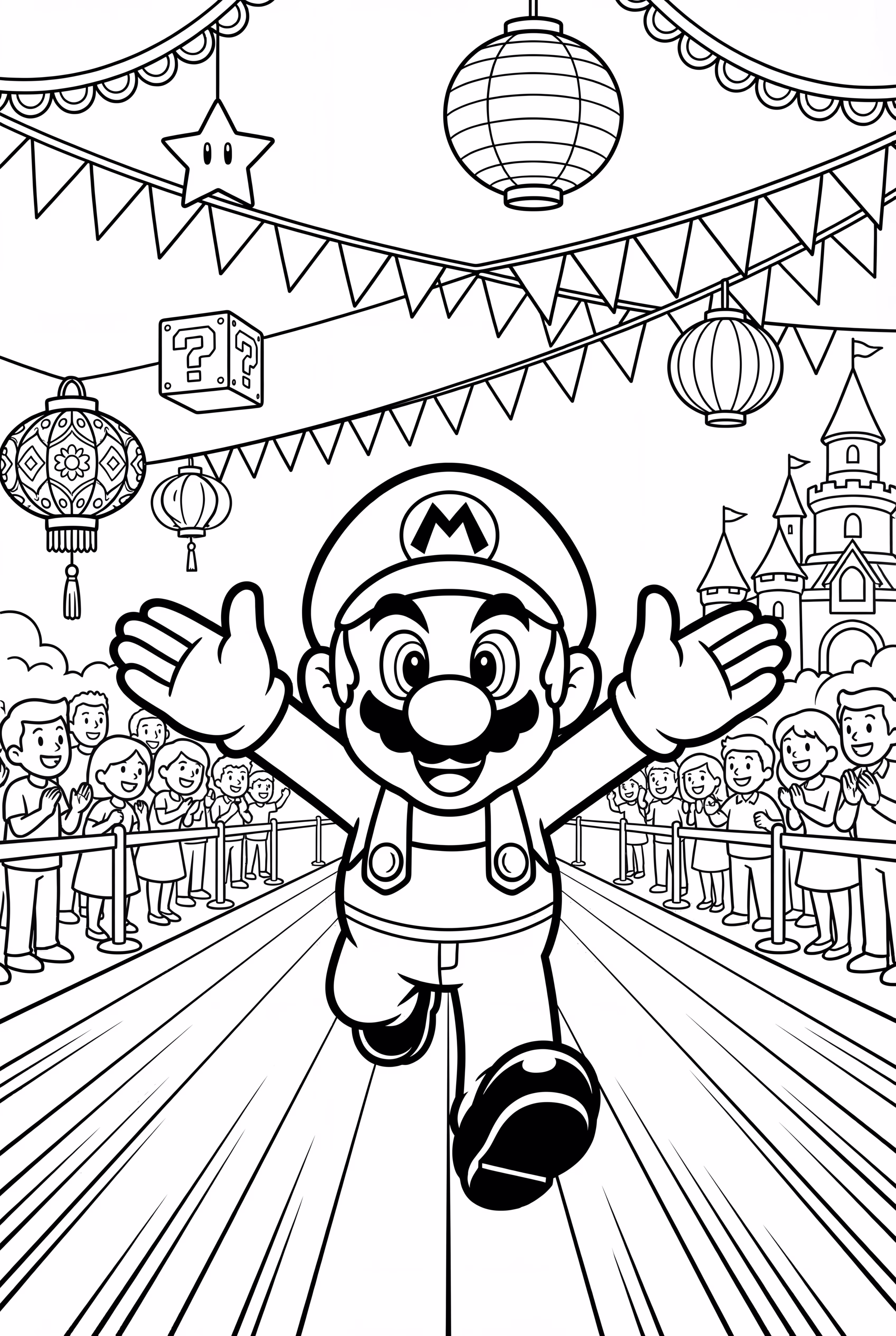 Mario courant à travers un festival du Nouvel An