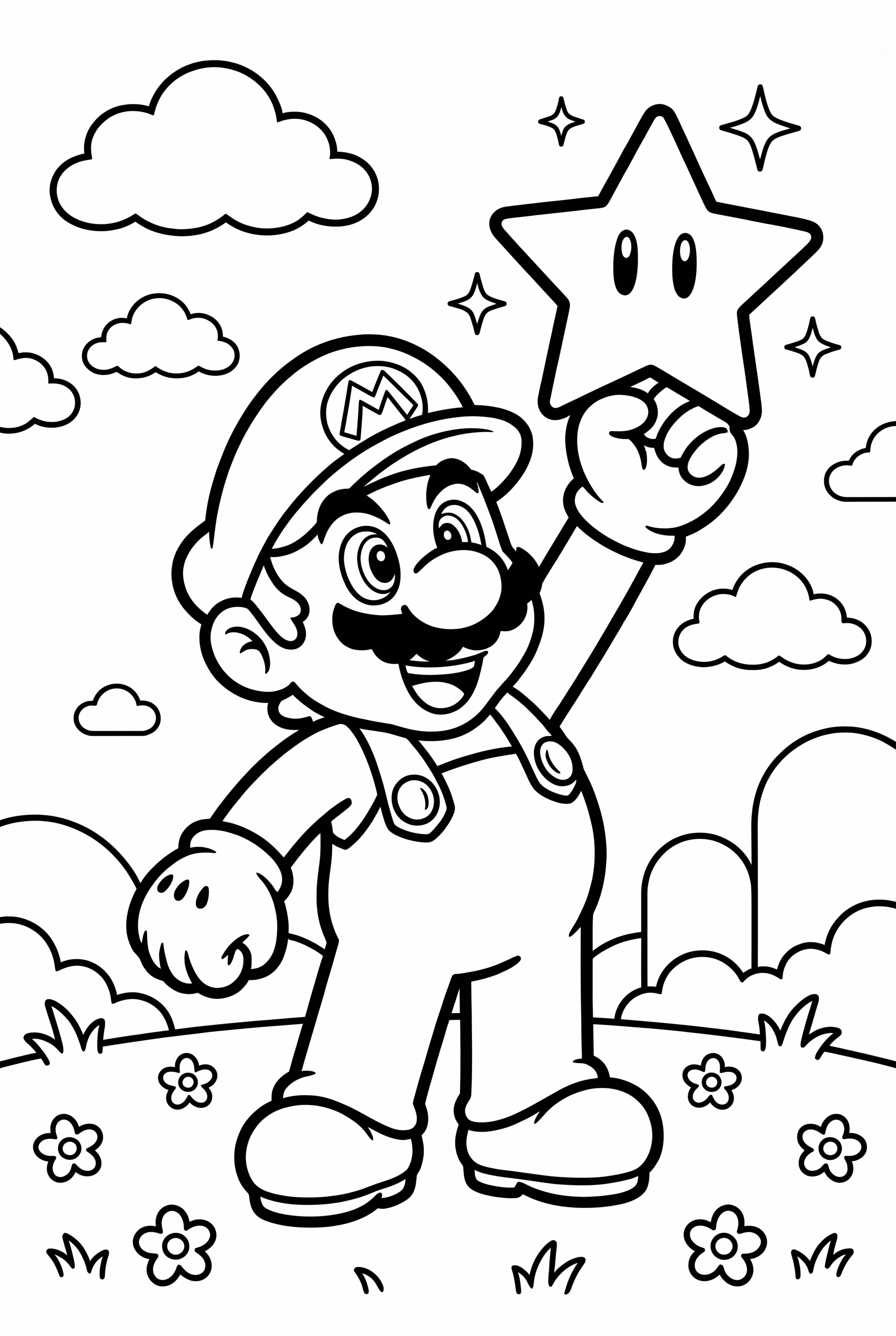 スーパースターのパワーアップを持つマリオ-2