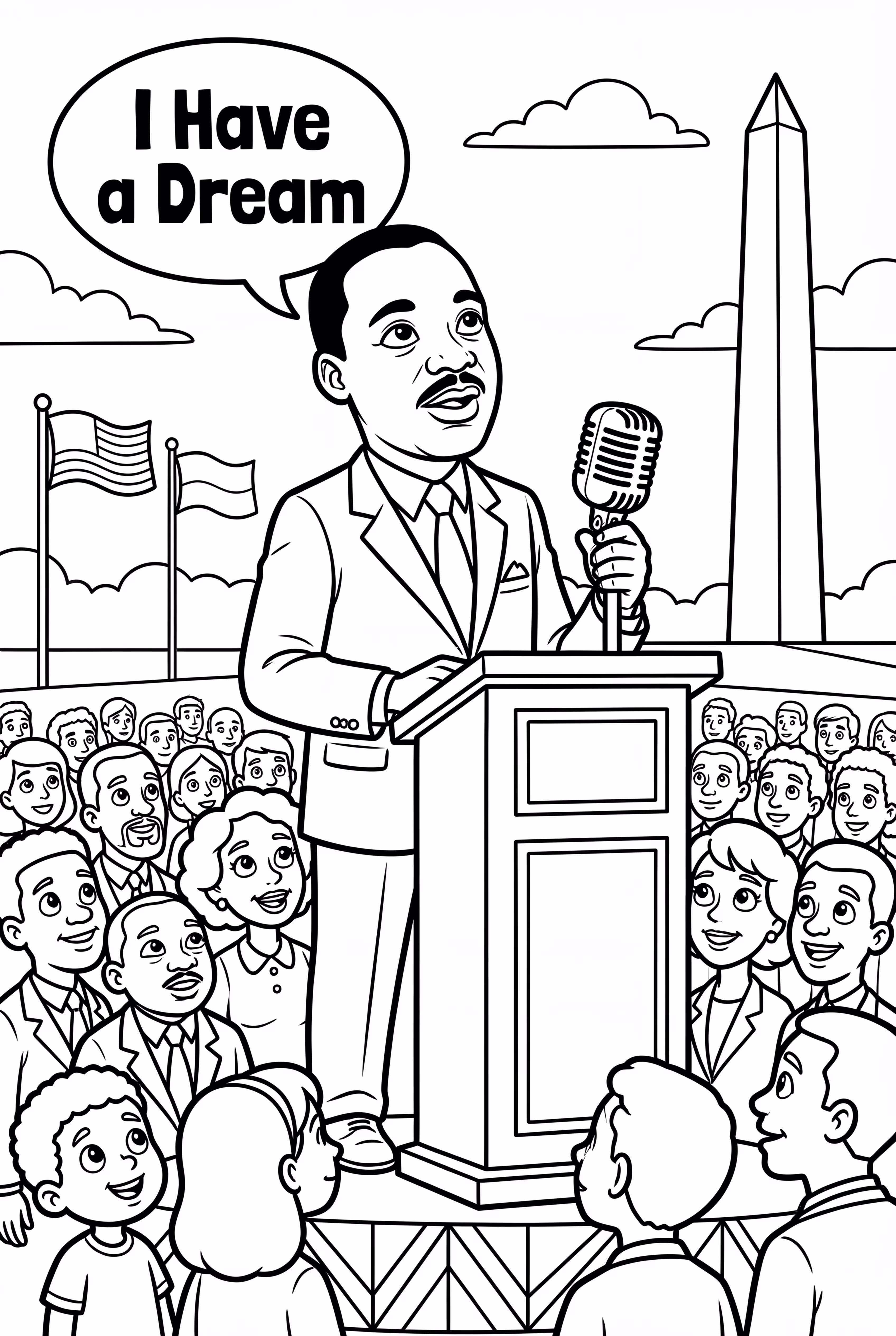 Martin Luther King hält die Rede 'Ich habe einen Traum'