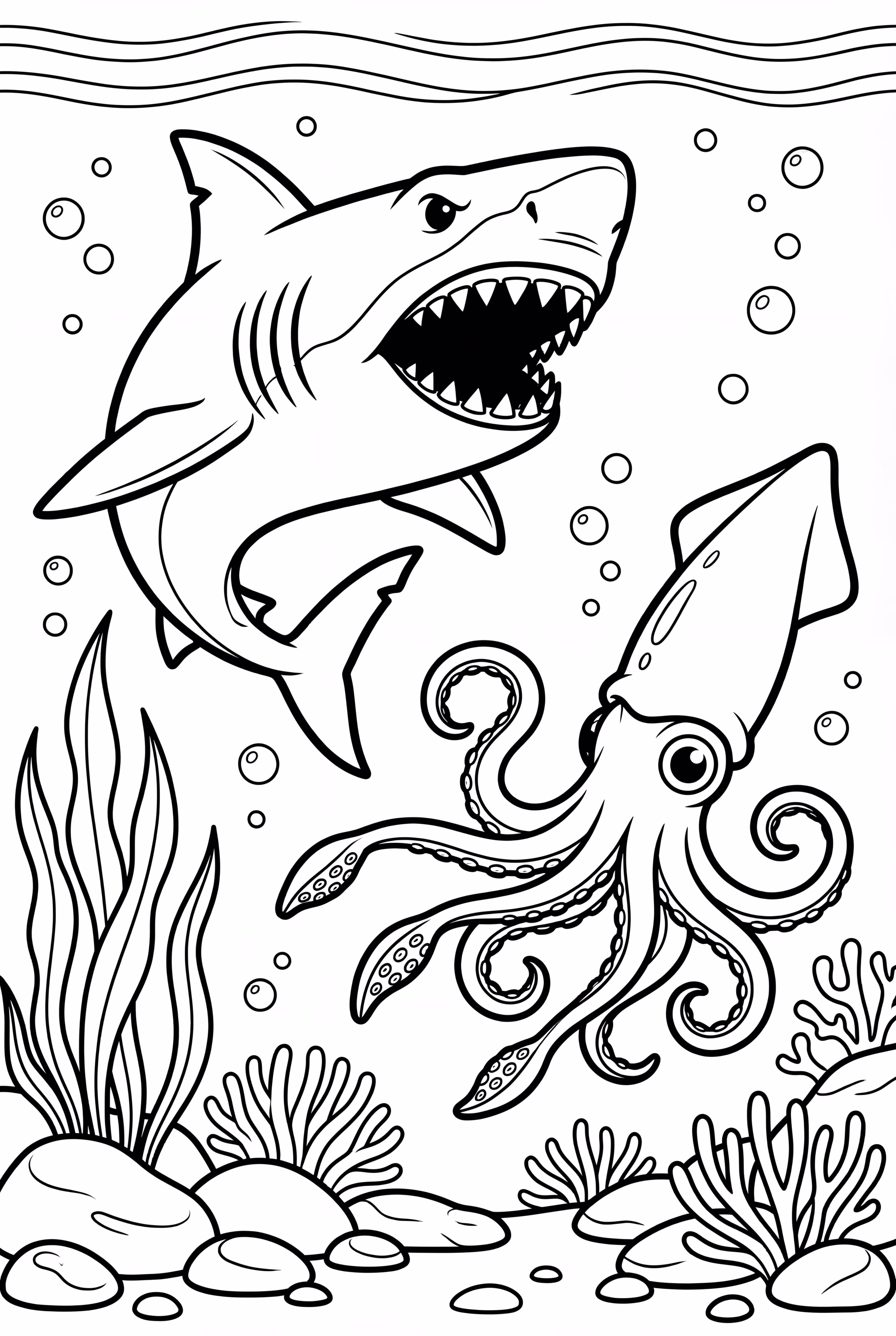 Megalodon and a Giant Squid