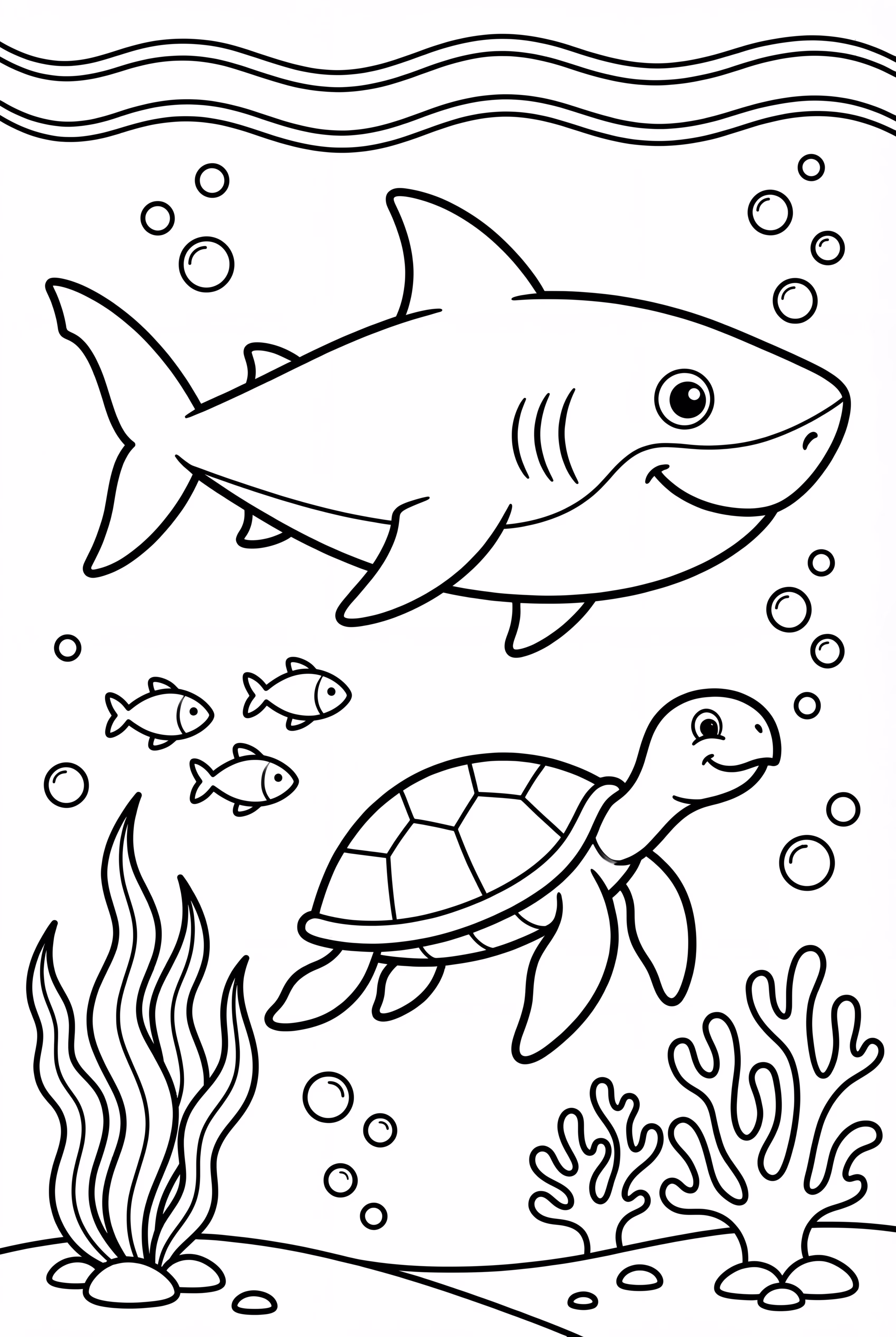 Megalodon and a Sea Turtle