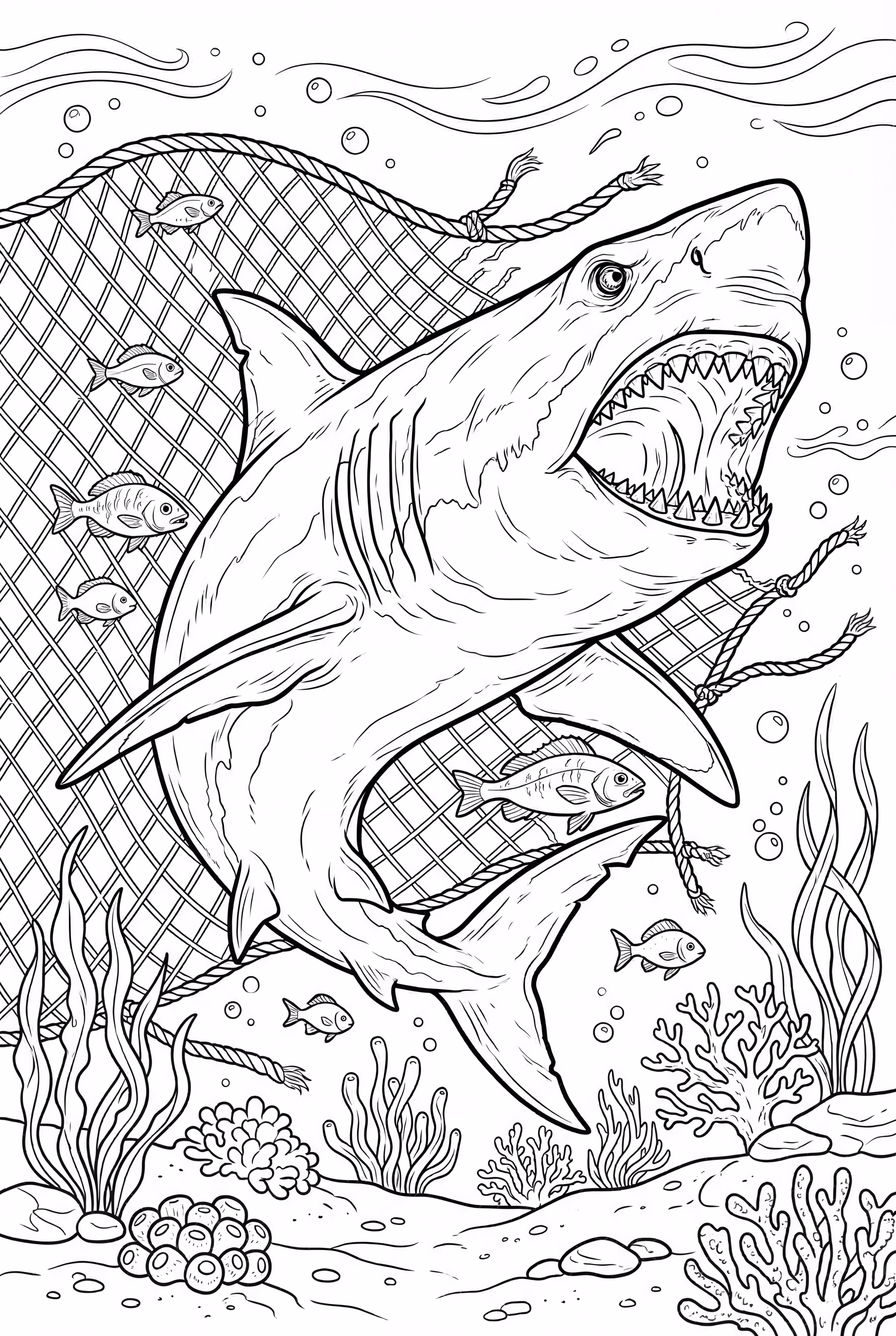 巨齿鲨逃脱渔网