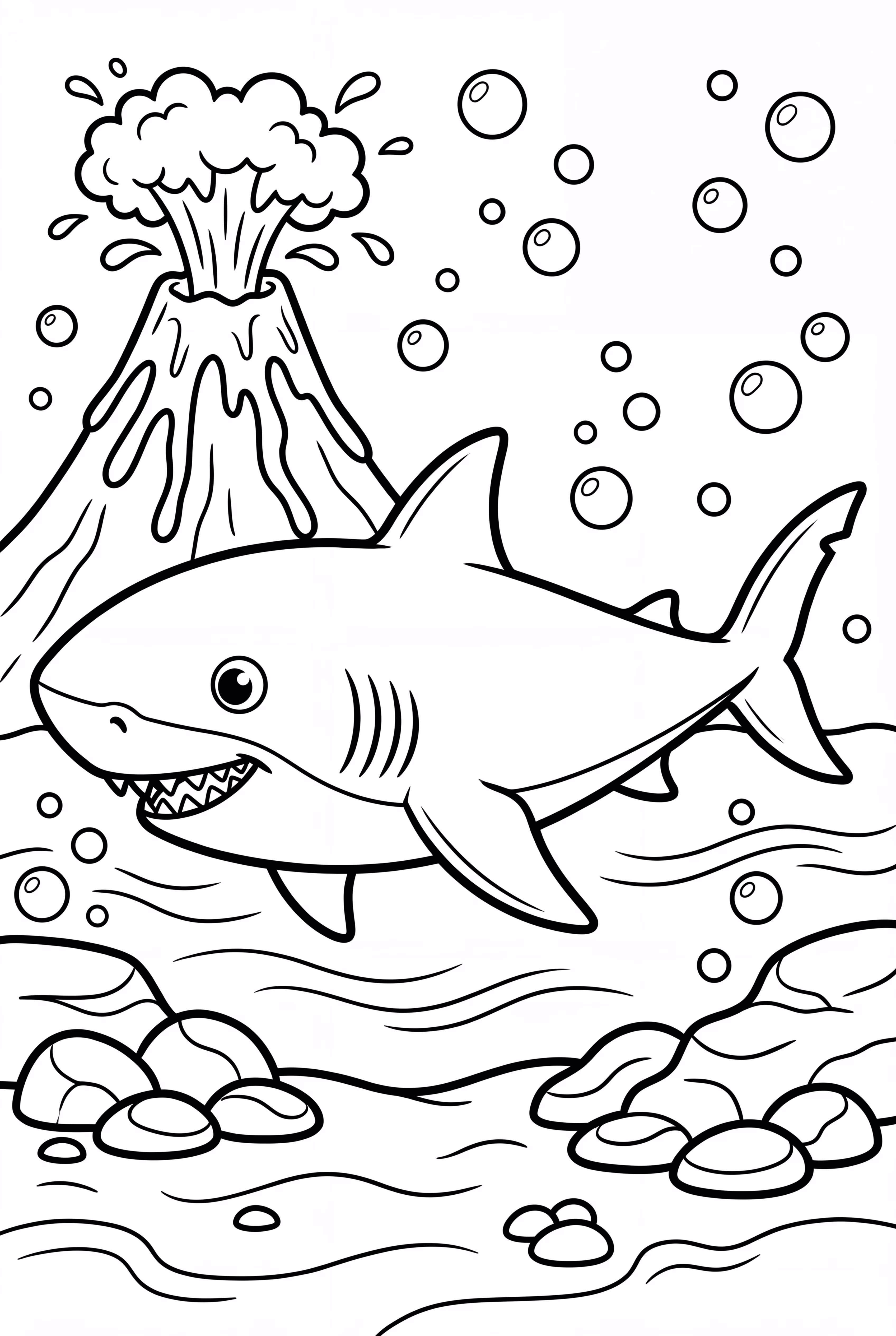 Megalodon Near an Underwater Volcano