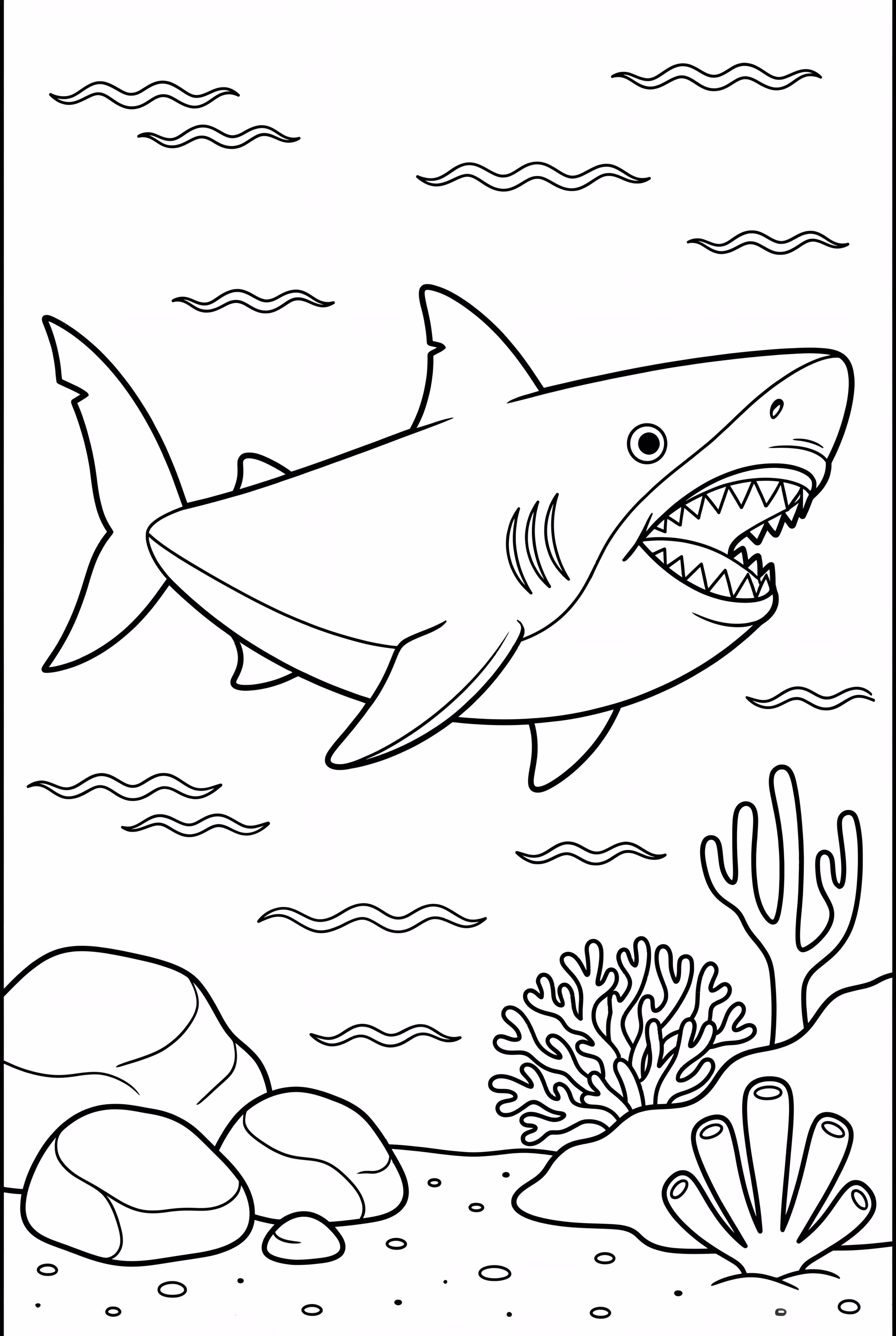 Megalodon Swimming Near a Reef