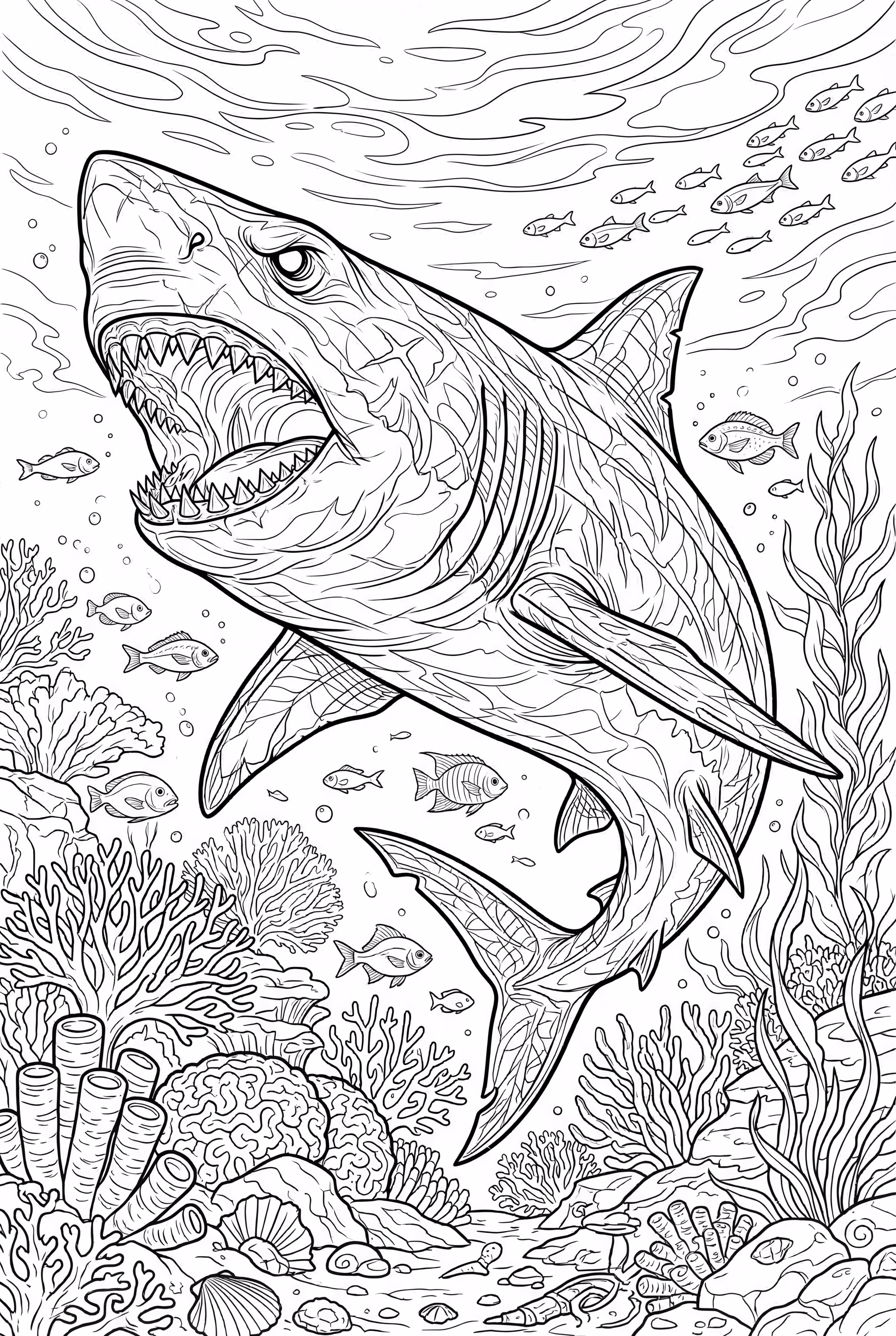 Megalodon with Detailed Skin and Scars