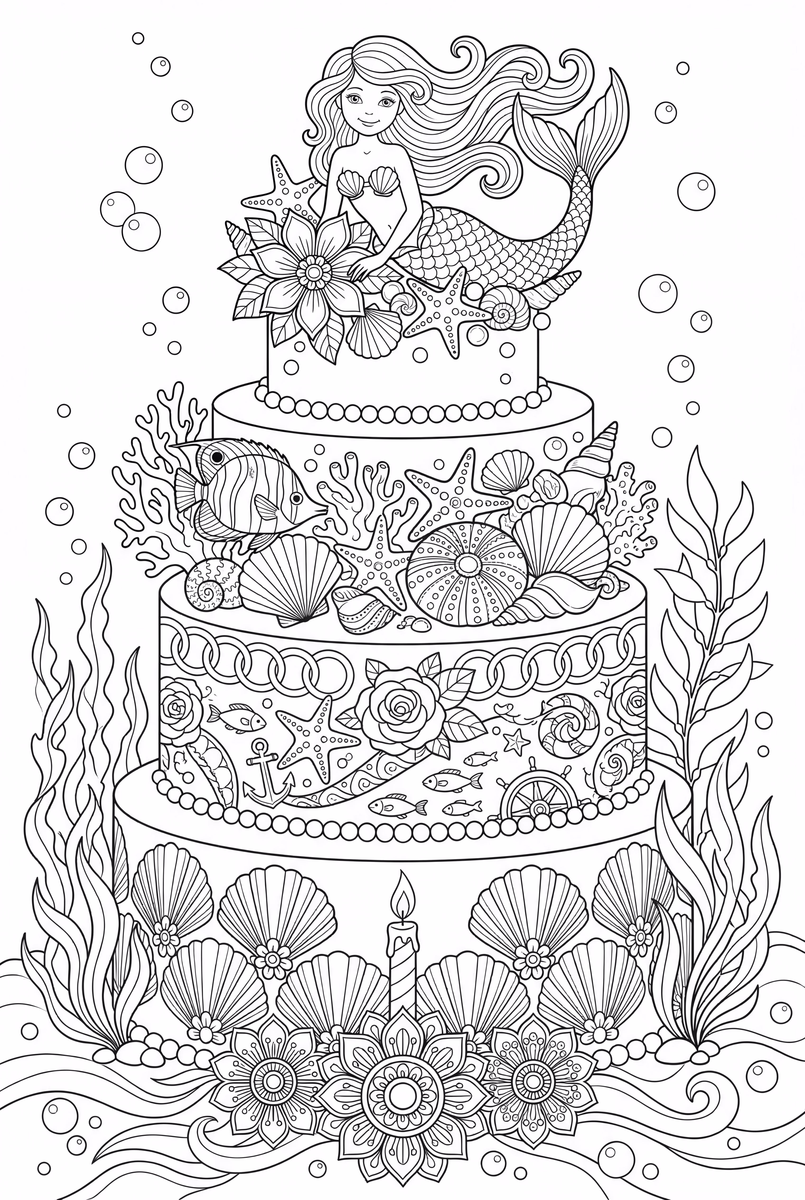 Pastel de Cumpleaños de Sirena