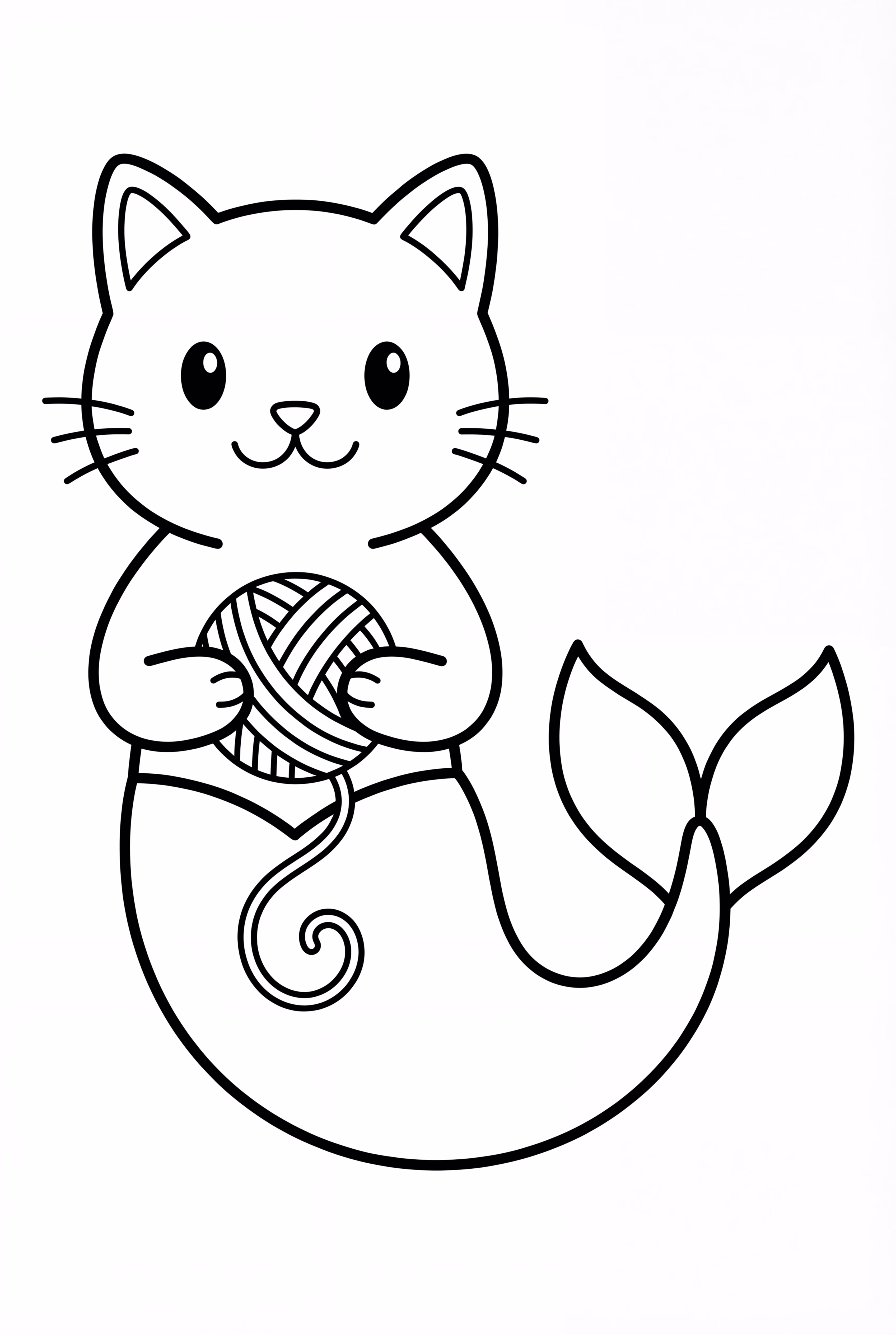 Mermaid Cat Playing With Yarn