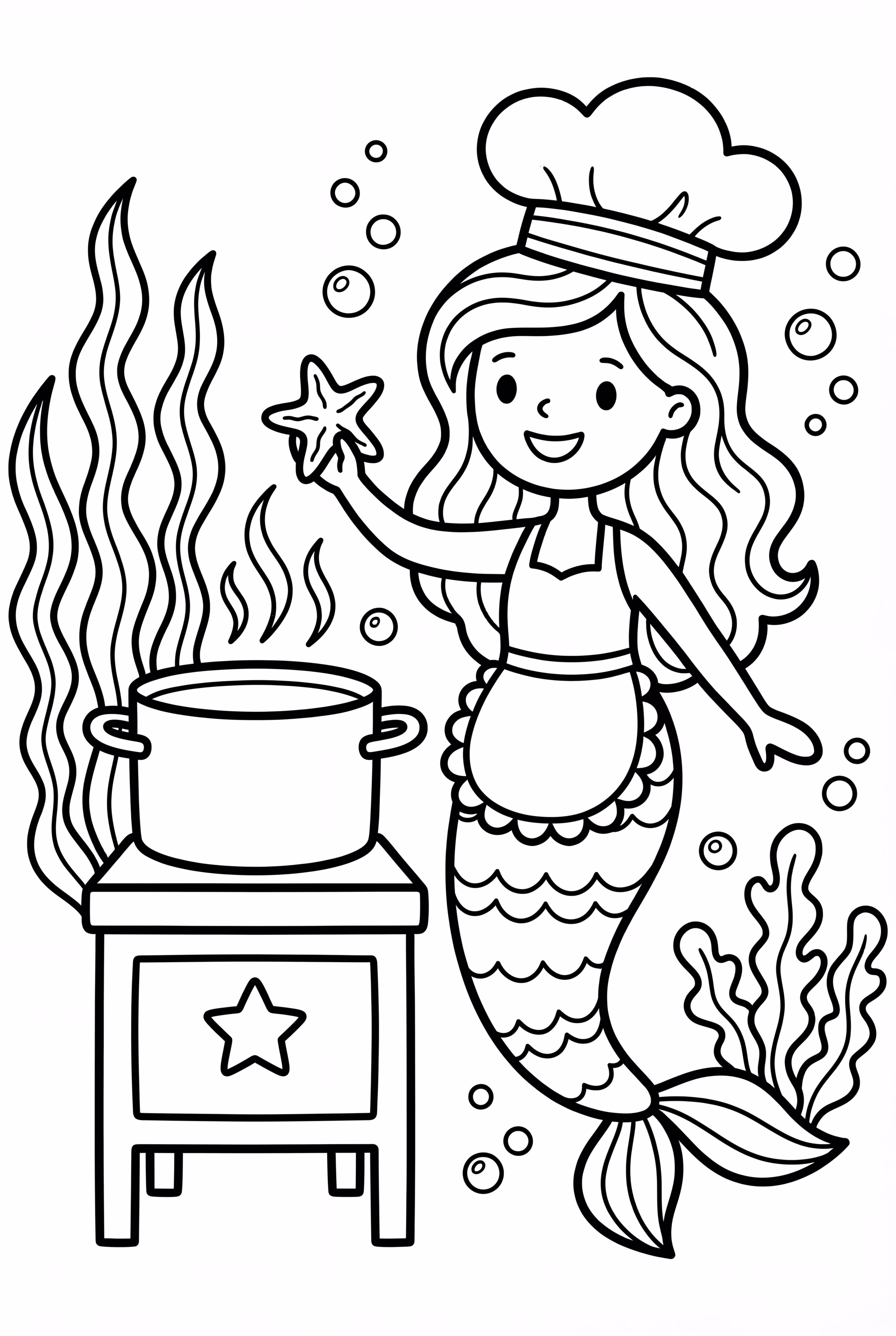 美人鱼厨师制作海藻美食