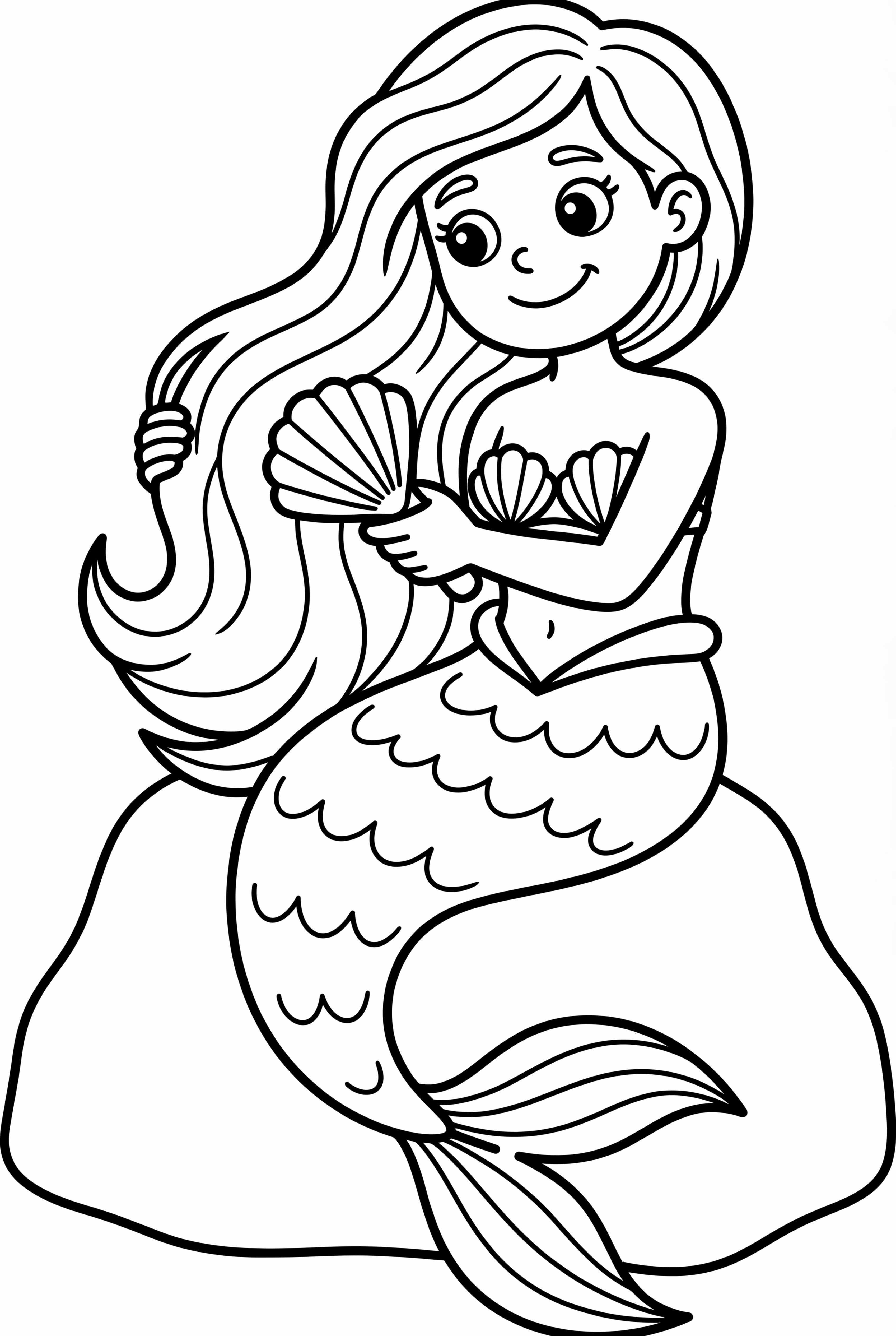 Mermaid Combing Hair With Shell