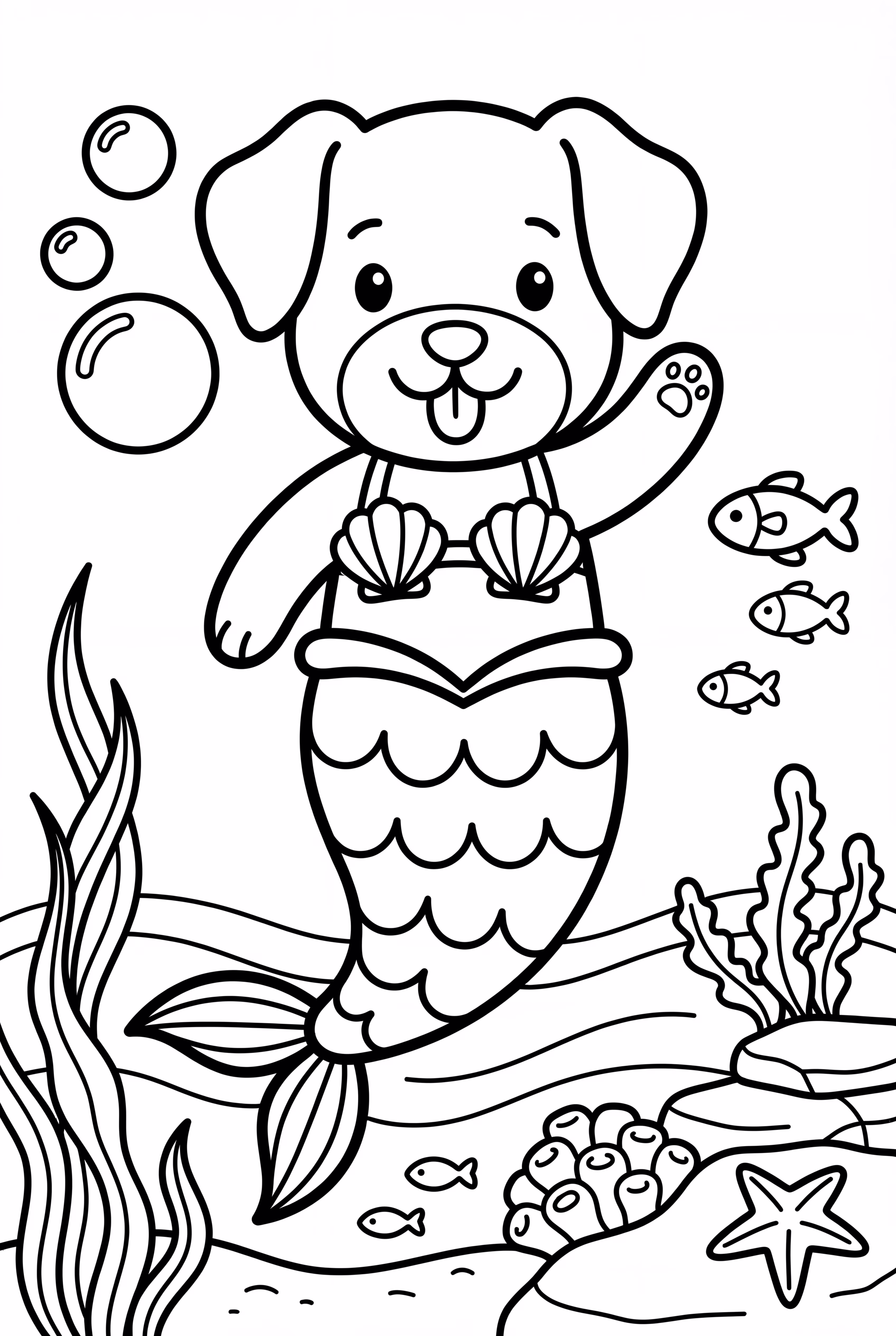 Mermaid Dog Underwater Scene