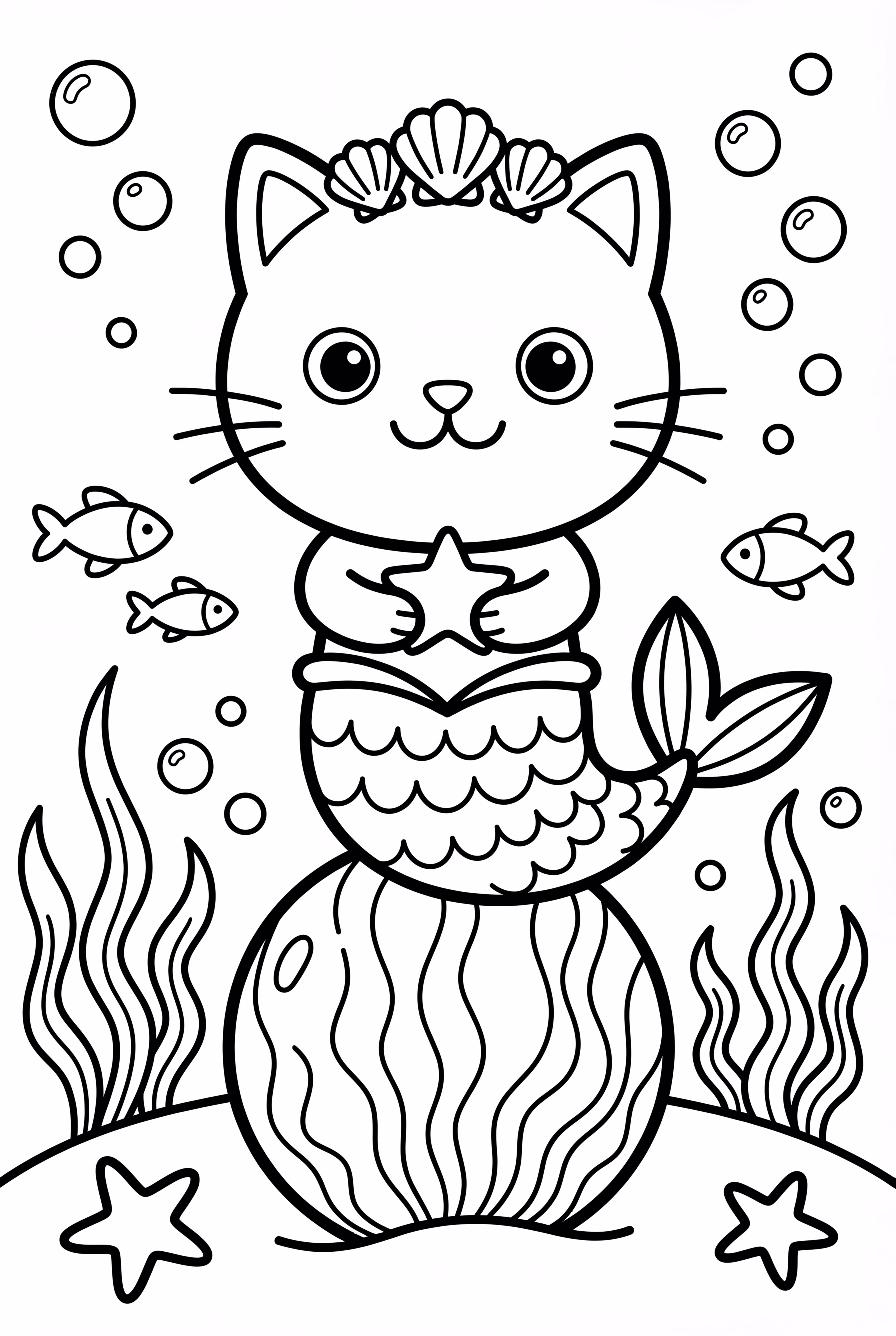 Mermaid Kitty Balancing On A Pearl