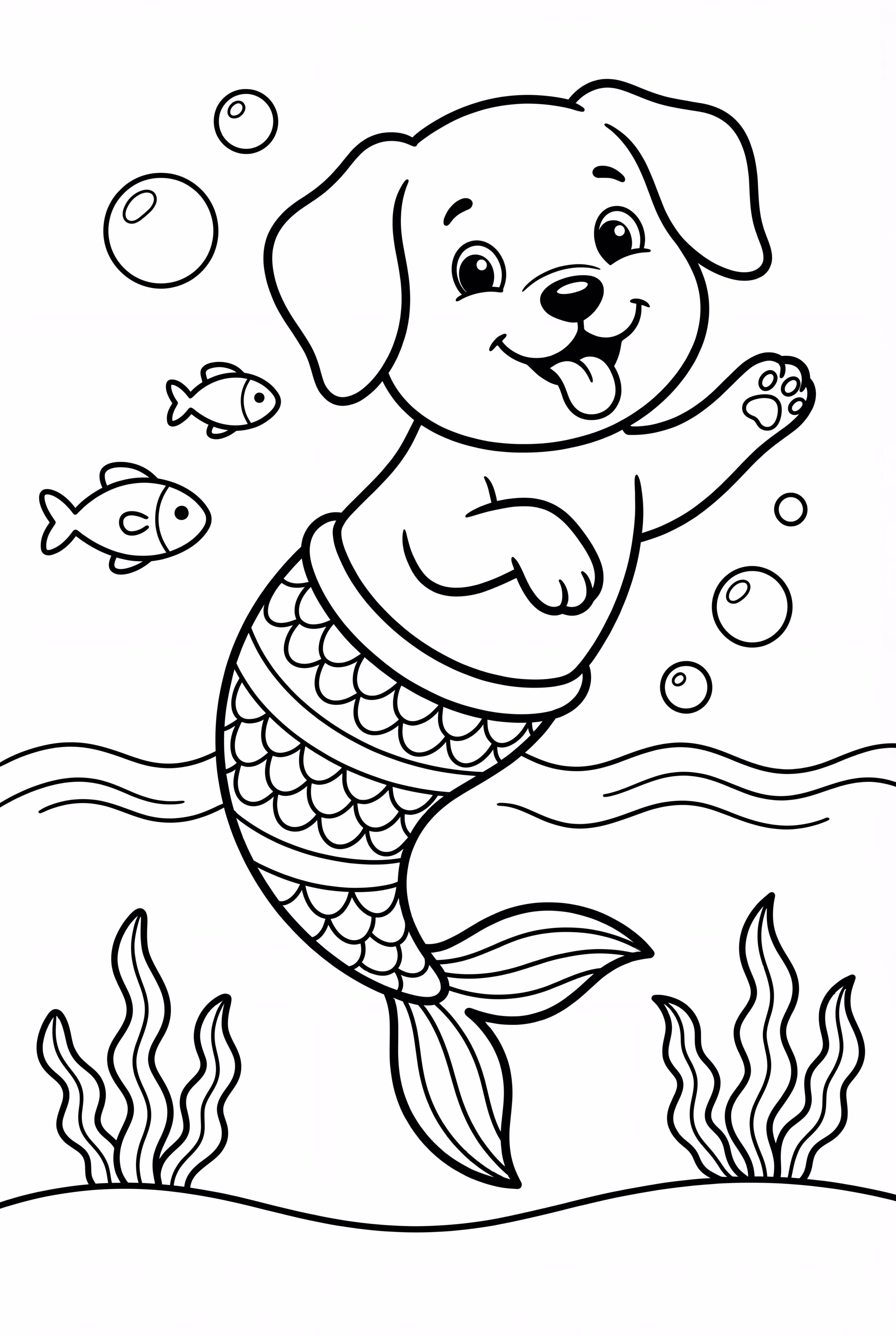 Mermaid Puppy Chasing Fish