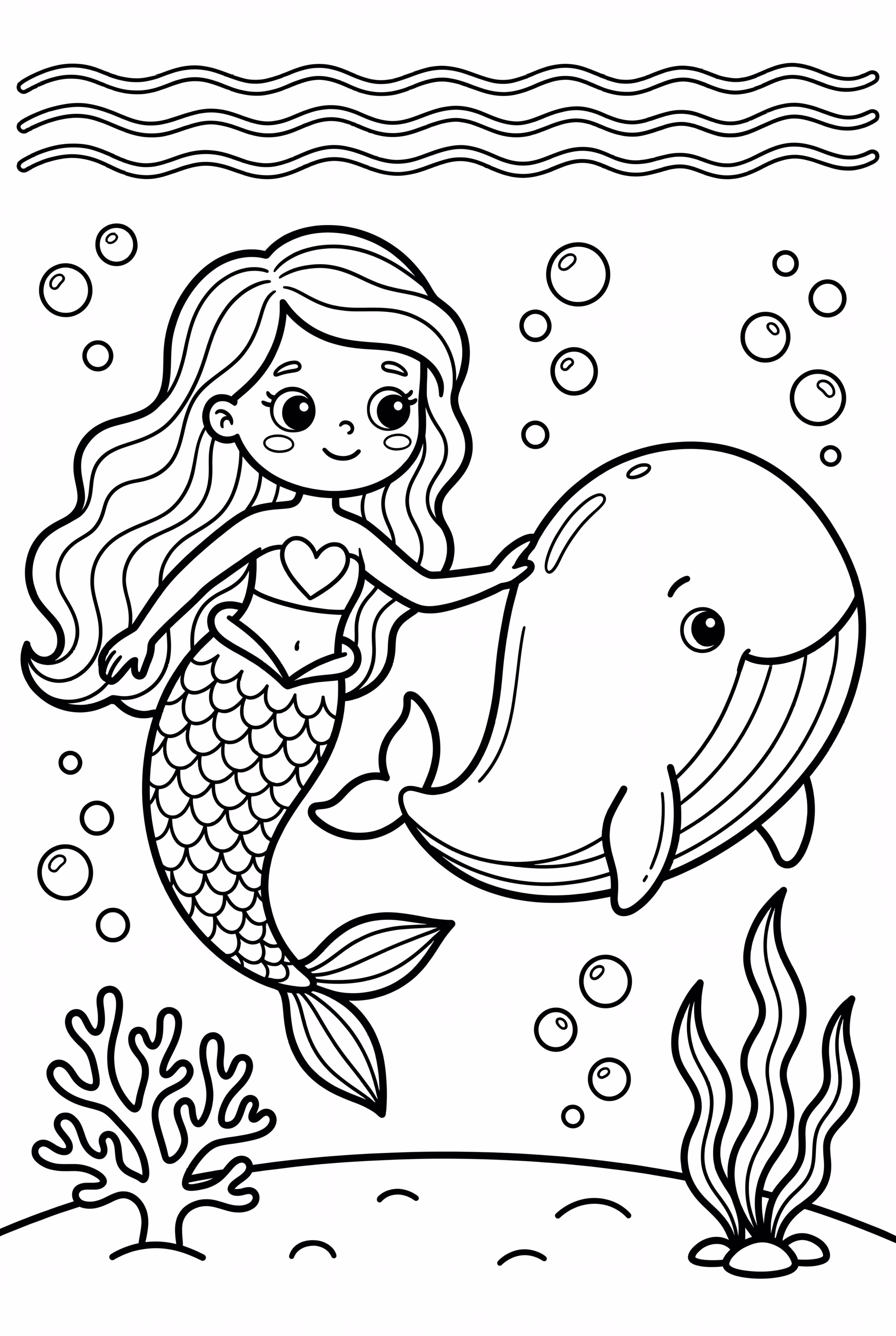Mermaid Rescuing A Lost Whale