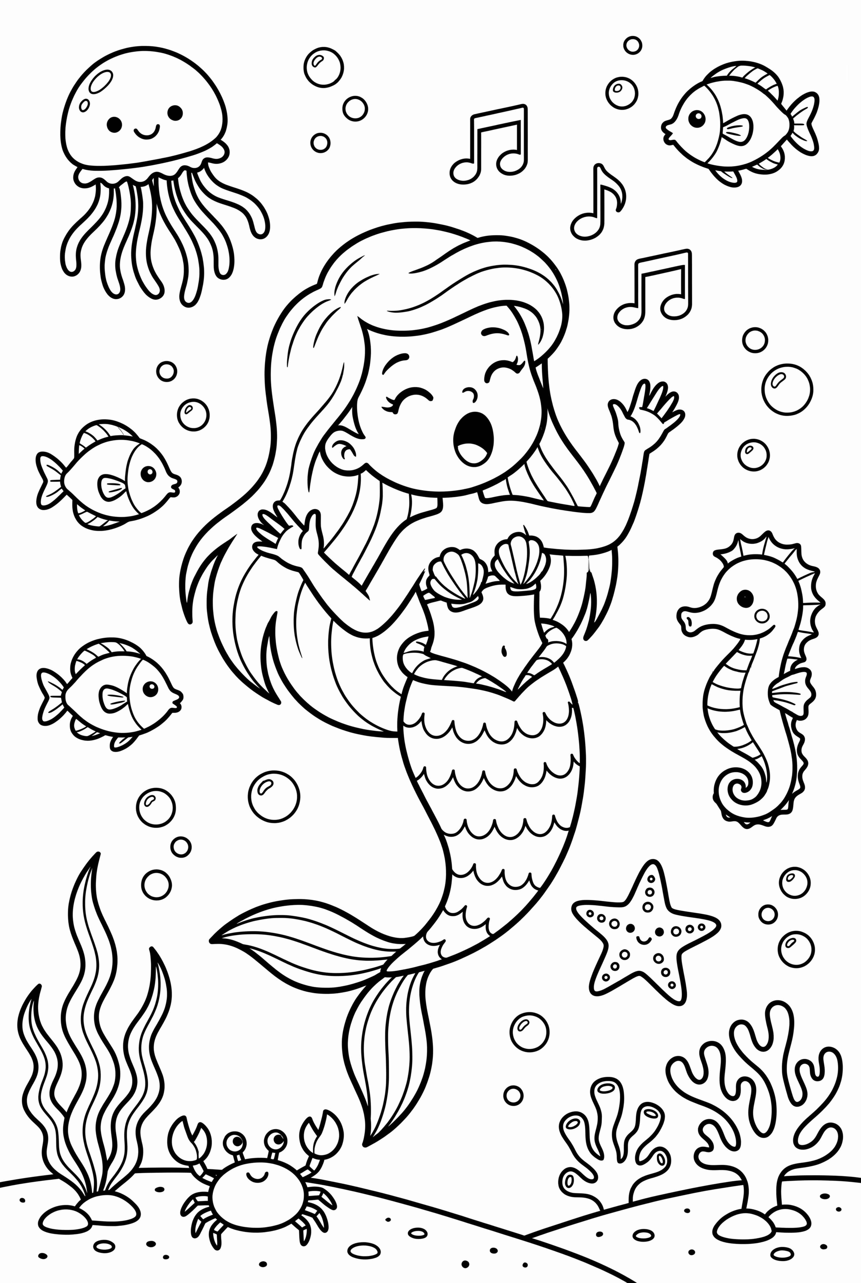 美人鱼唱歌给海洋生物