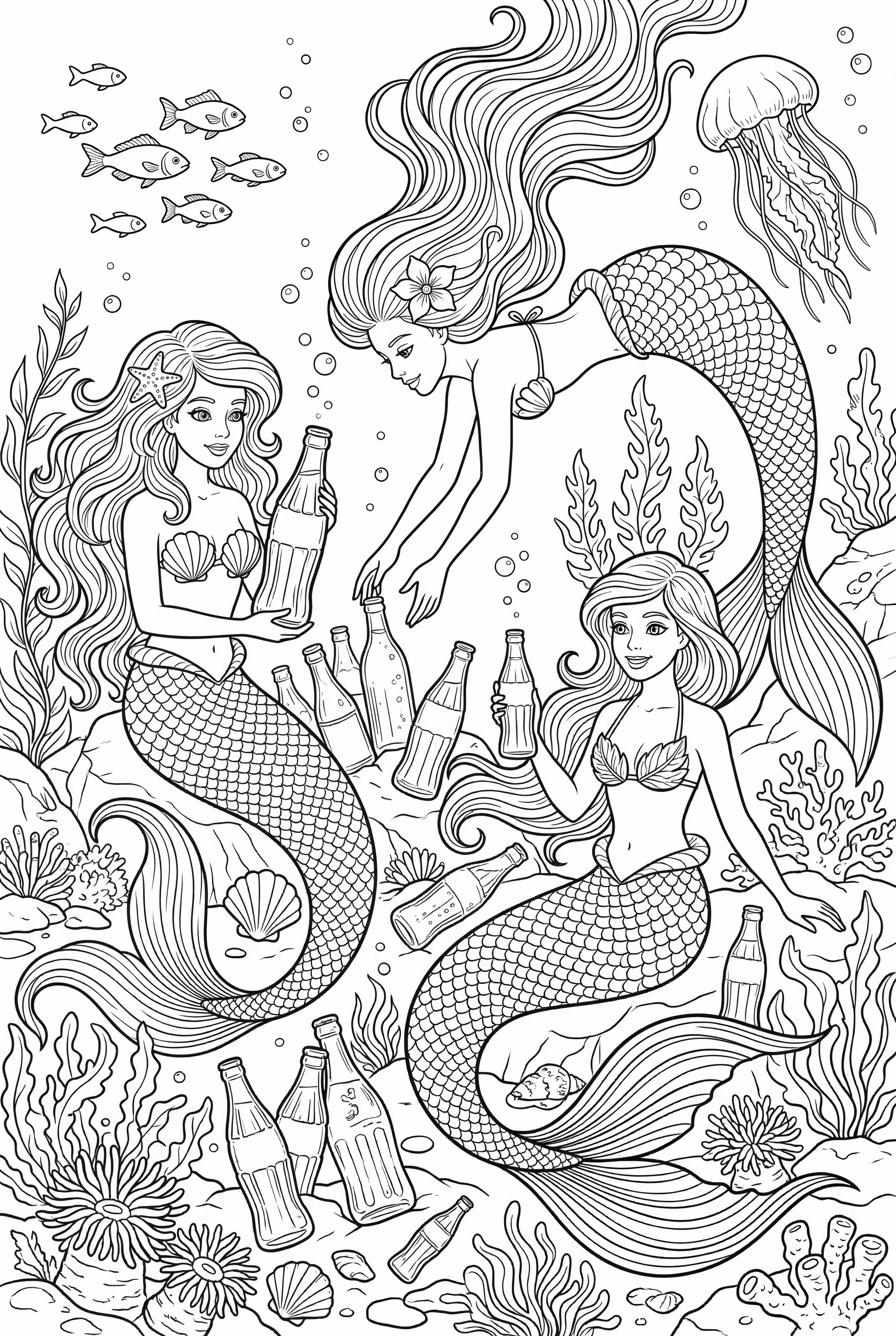 Sirenas Descubriendo Refrescos Hundidos Bajo el Mar