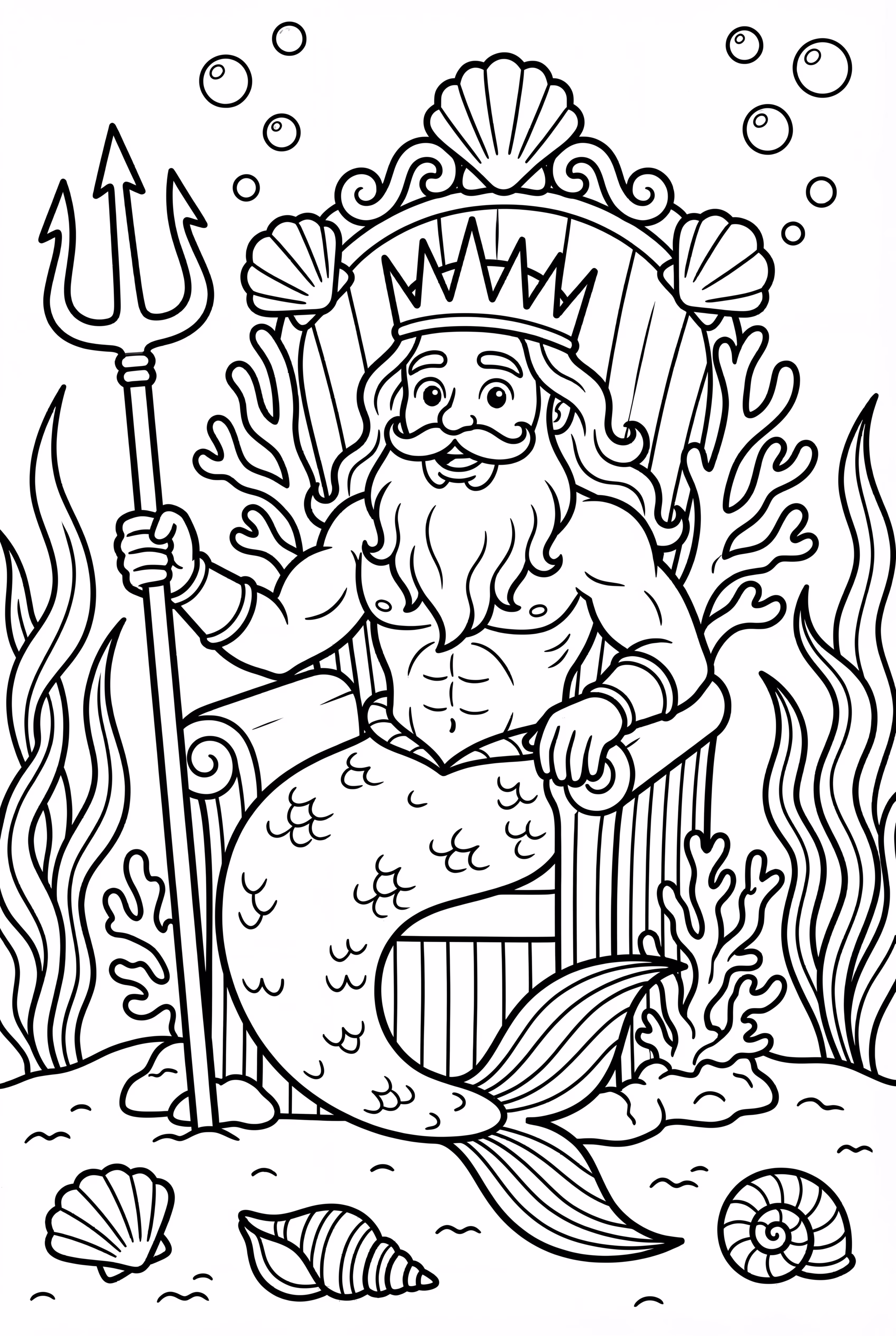 Meermannkönig auf dem Thron unter dem Meer