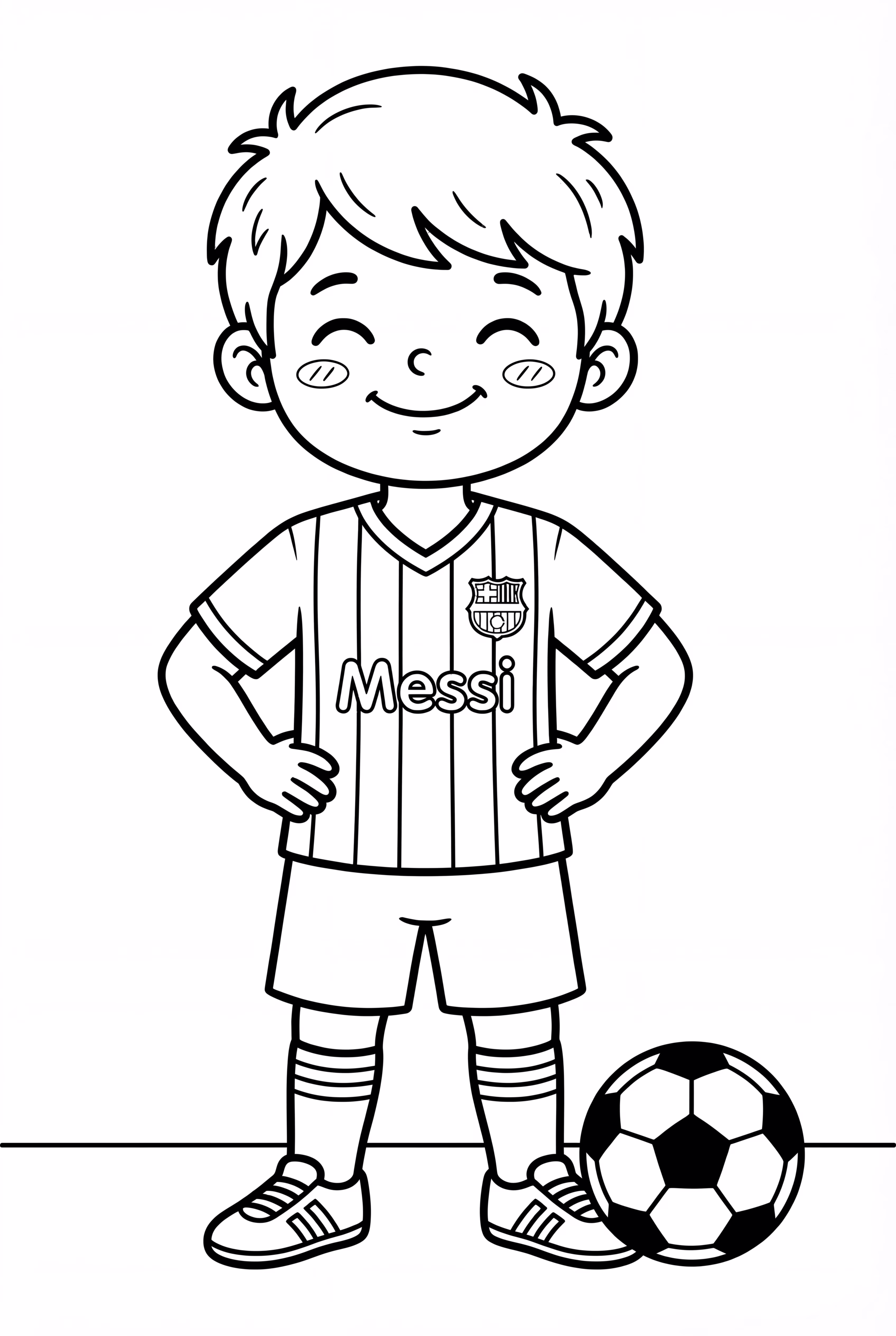 梅西的小球迷微笑着穿着球衣