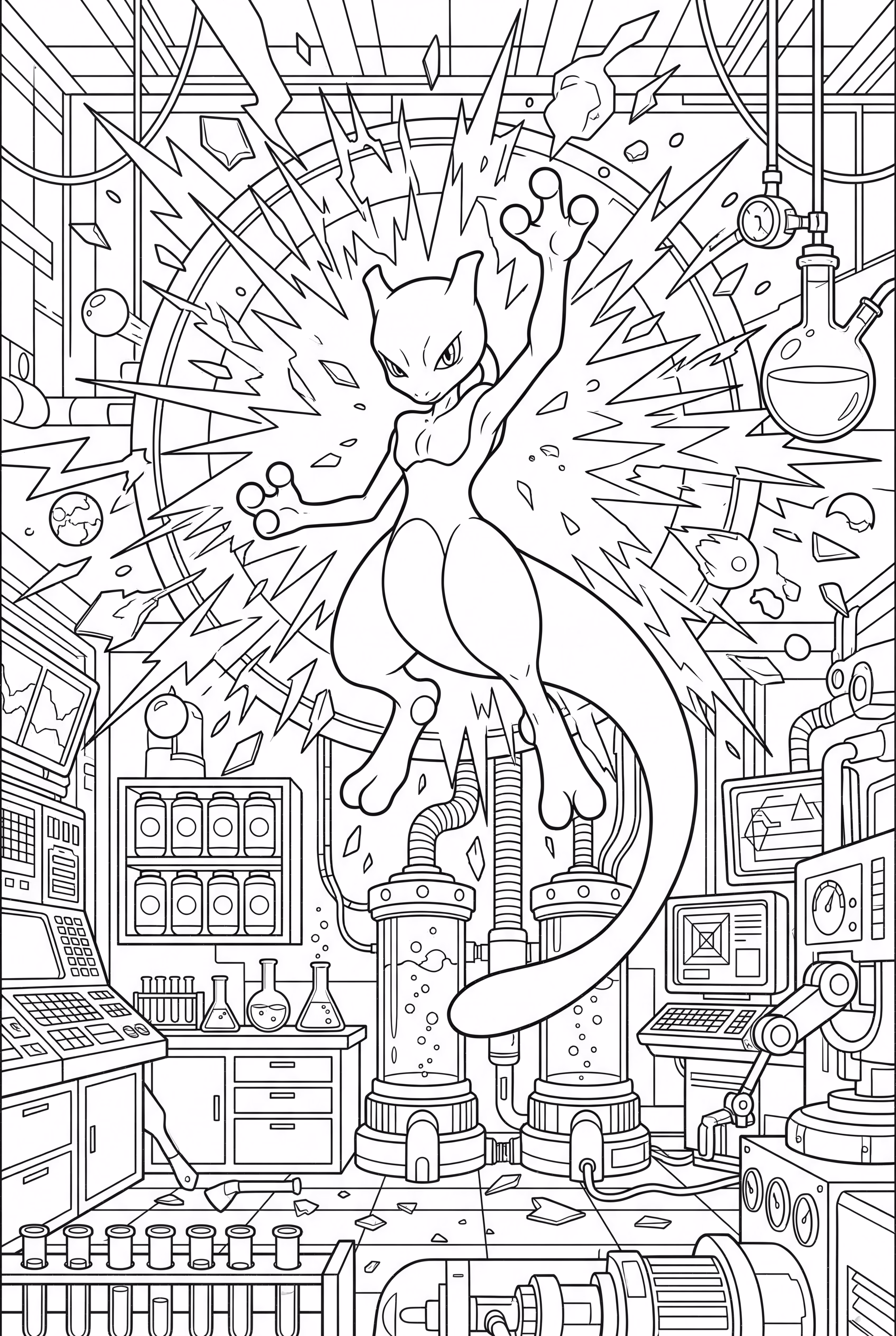 Mewtwo Breaking Free From The Research Laboratory