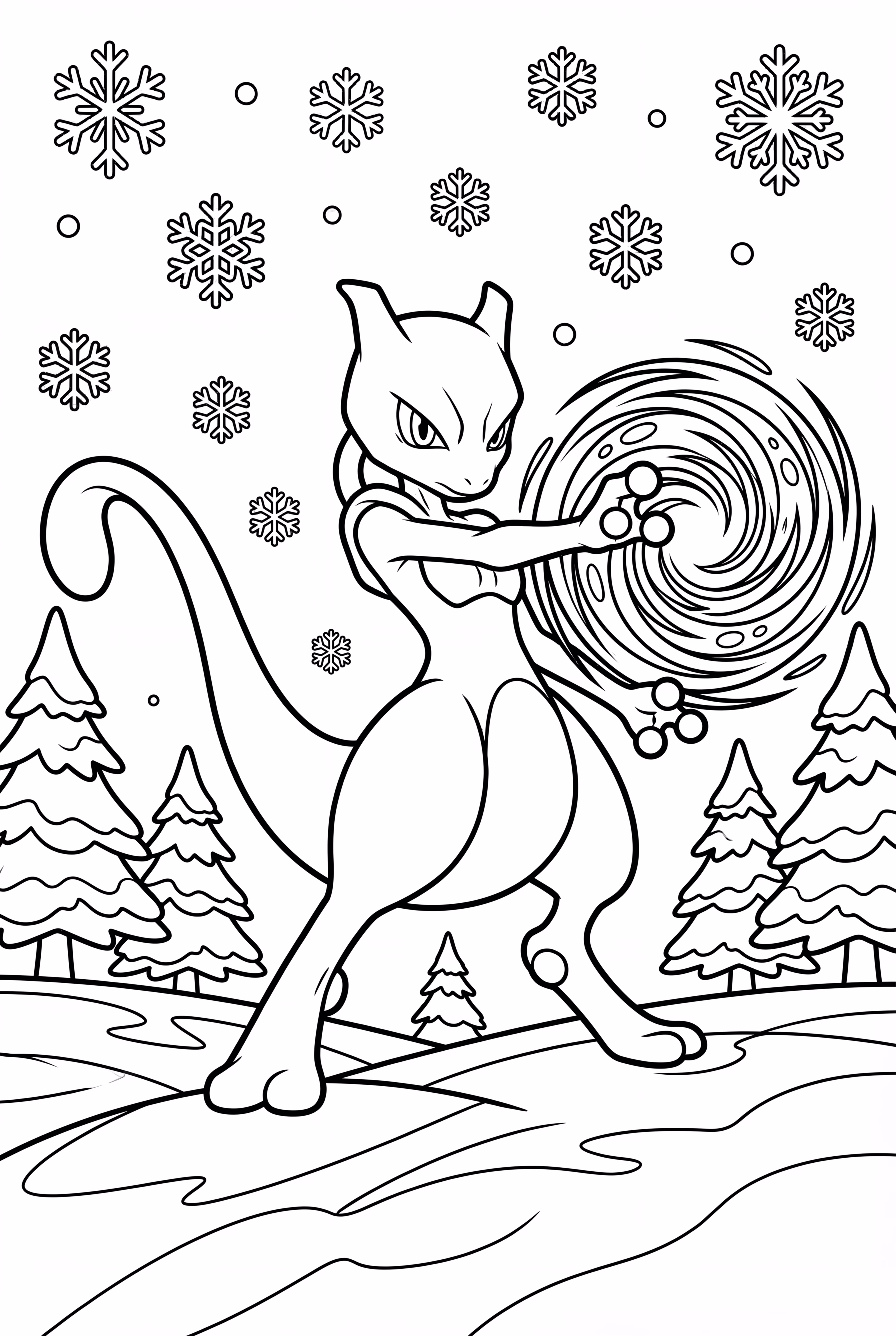 Mewtwo Creating An Energy Blast In Snow