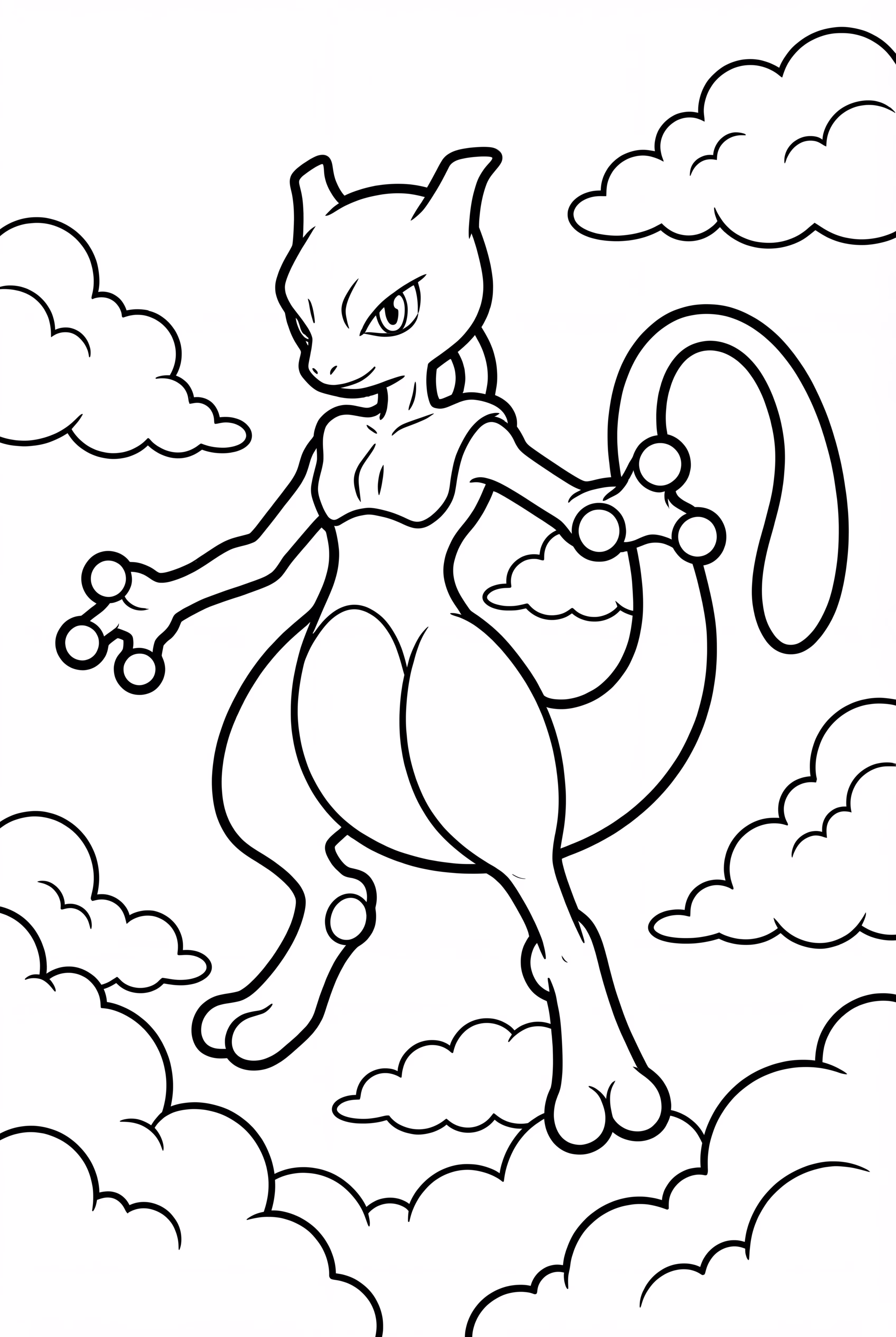 Mewtwo Floating Majestically Among The Clouds