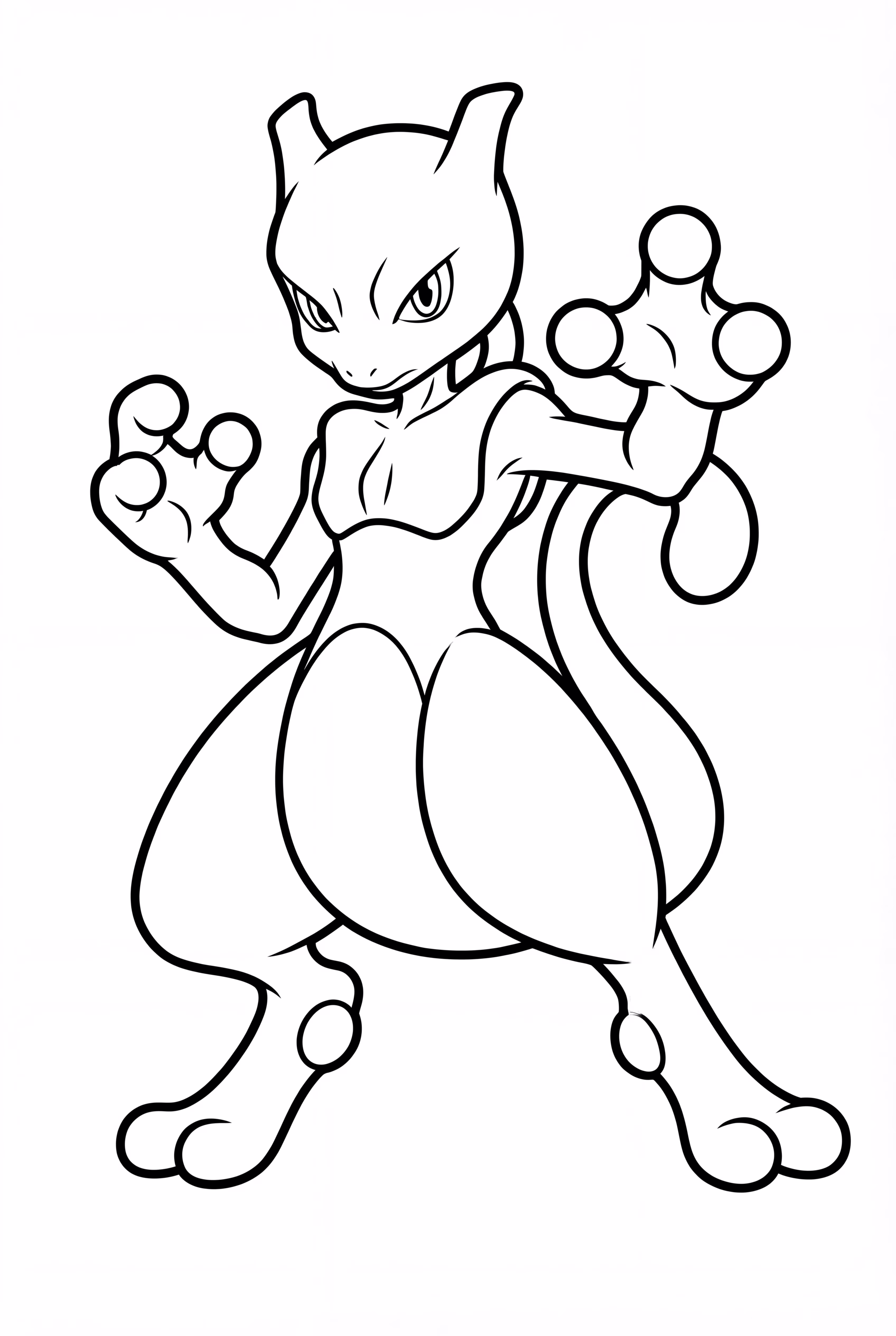 Mewtwo In A Tensed Up Fighting Stance