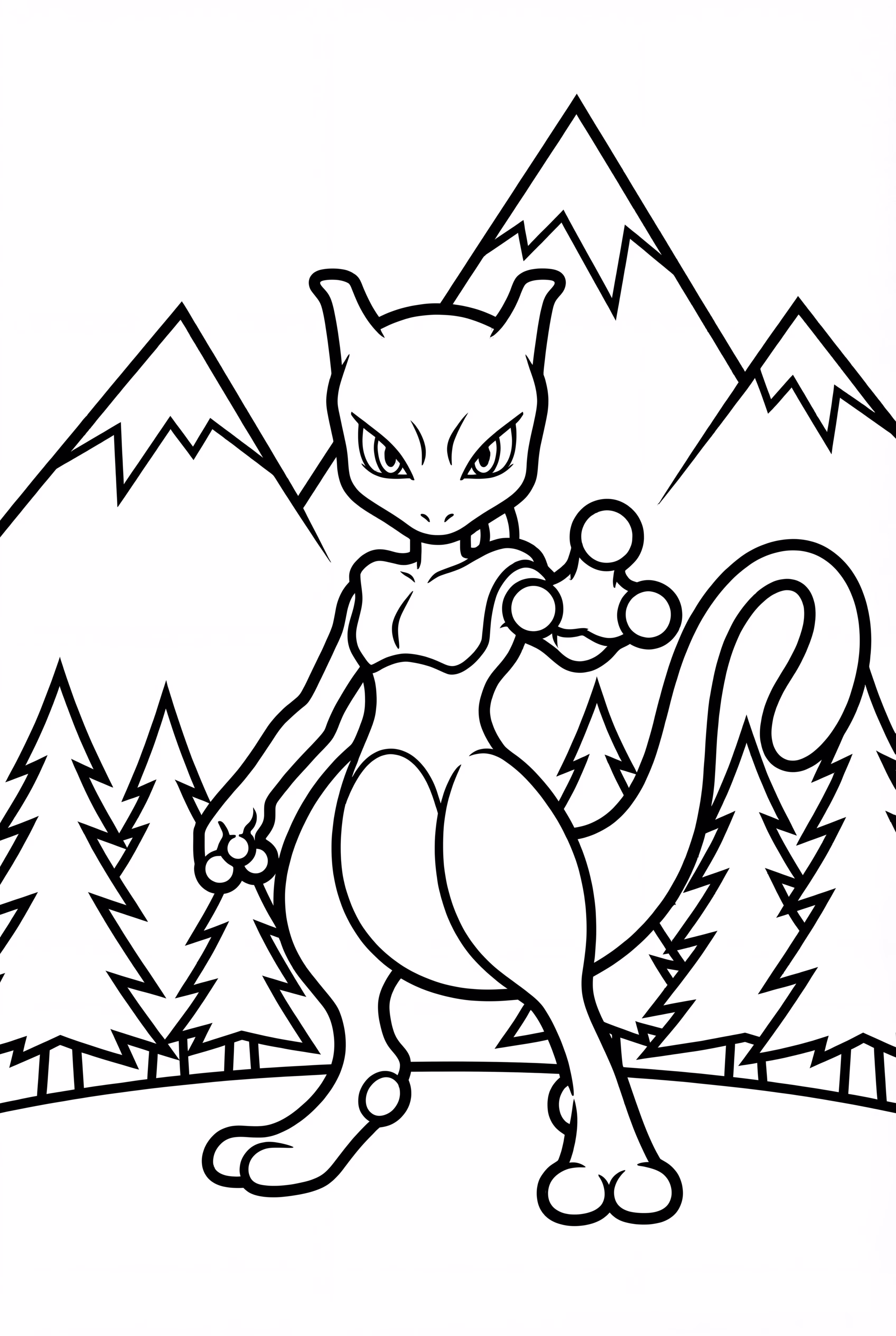 Mewtwo Posing Majestically Before The Mountains