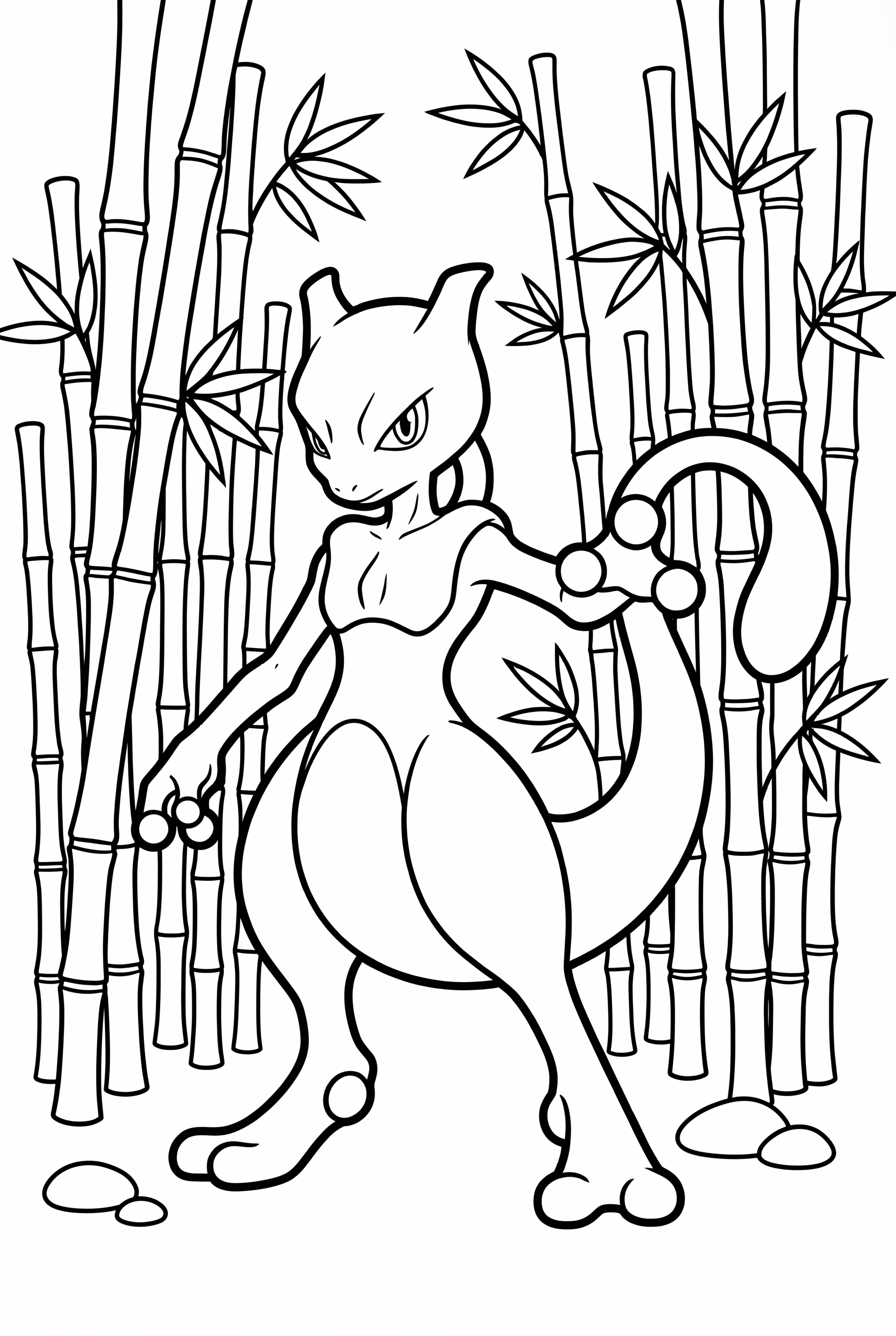Mewtwo Standing Menacingly In A Bamboo Forest