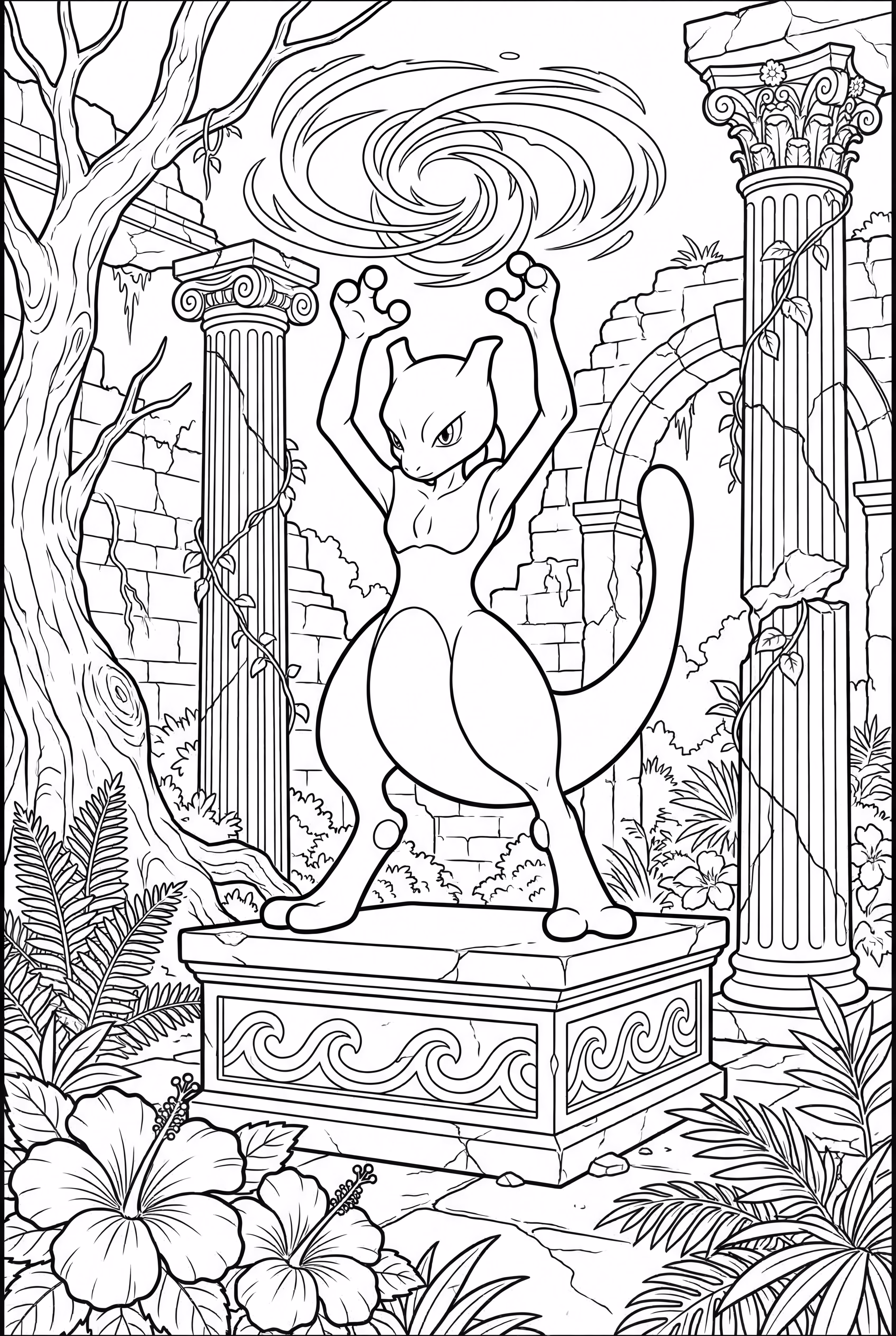 Mewtwo Using Psychic Powers In Ancient Flower Ruins