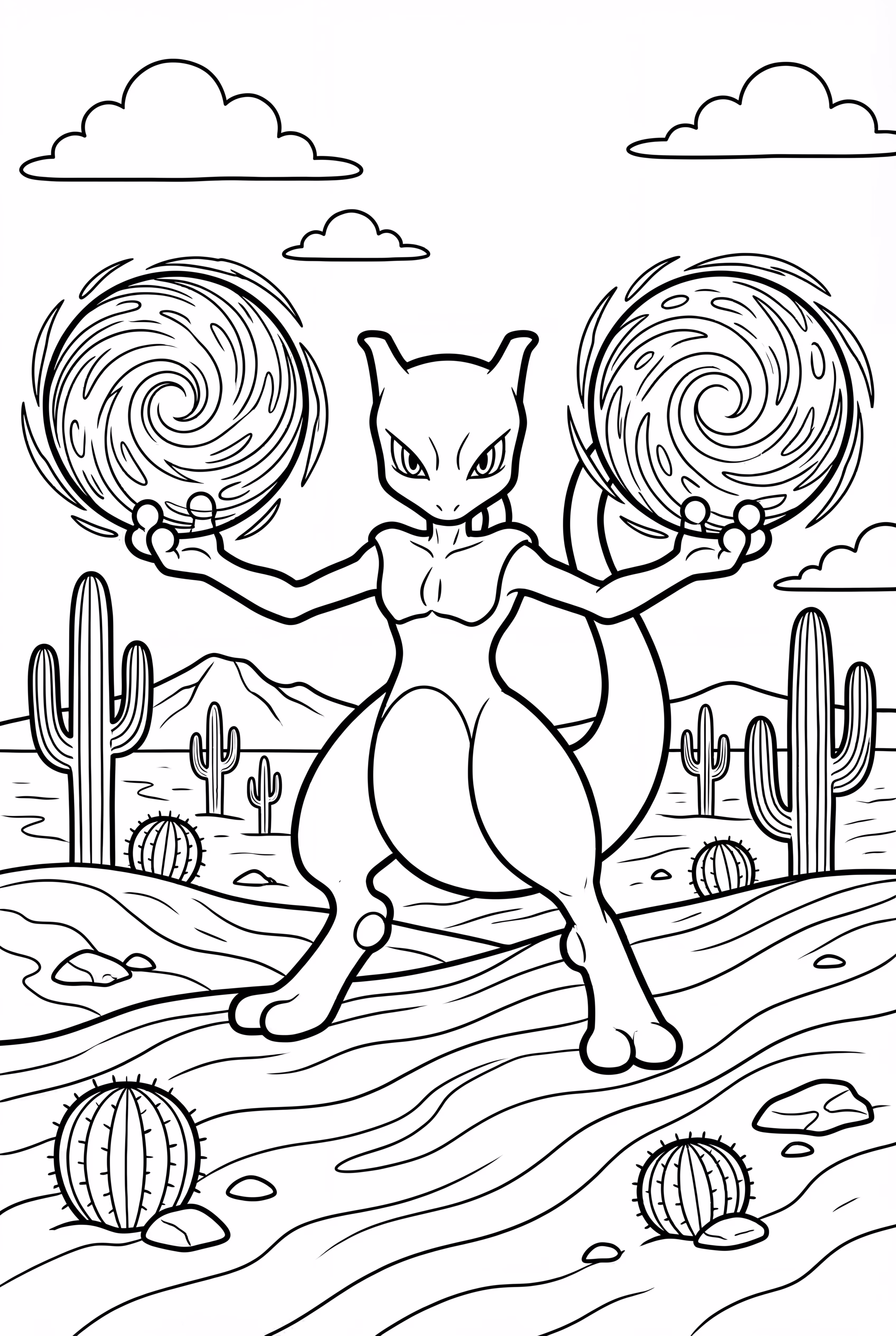 Mewtwo Wielding Psychic Energy In The Desert
