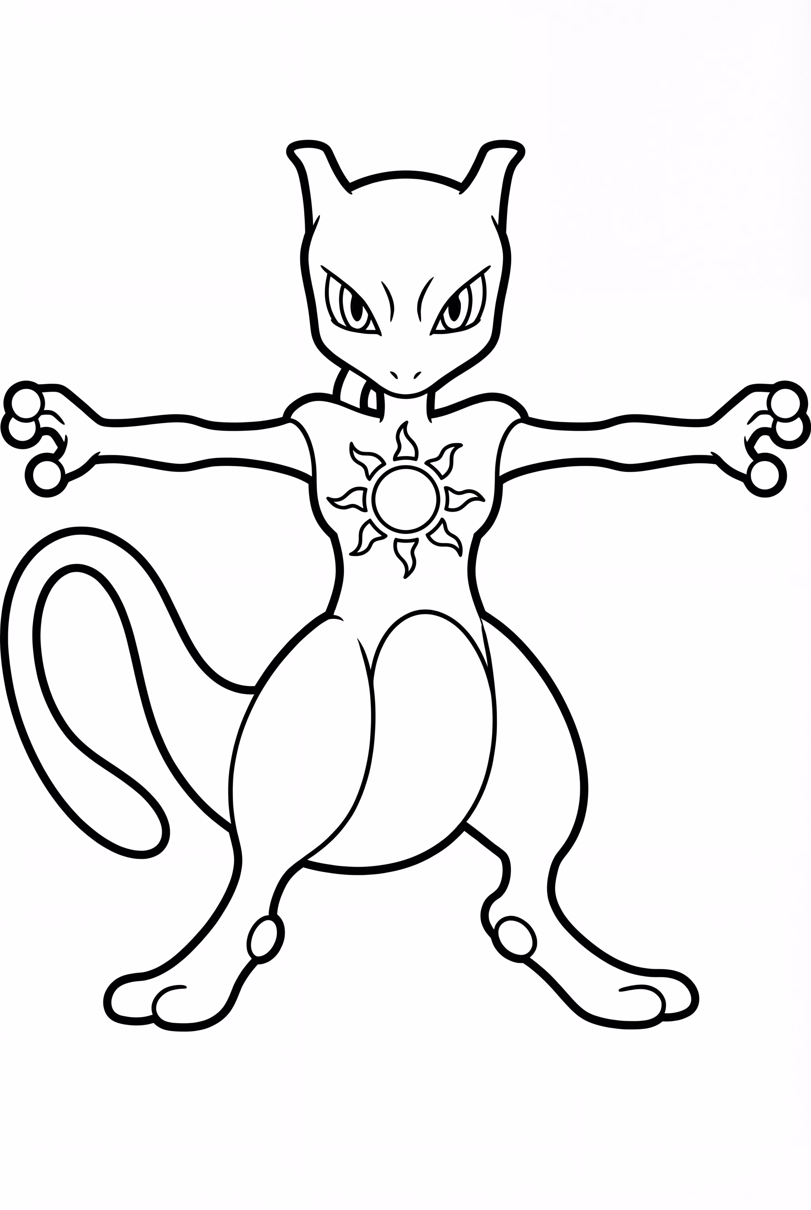 Mewtwo With A Sun Symbol On Its Chest