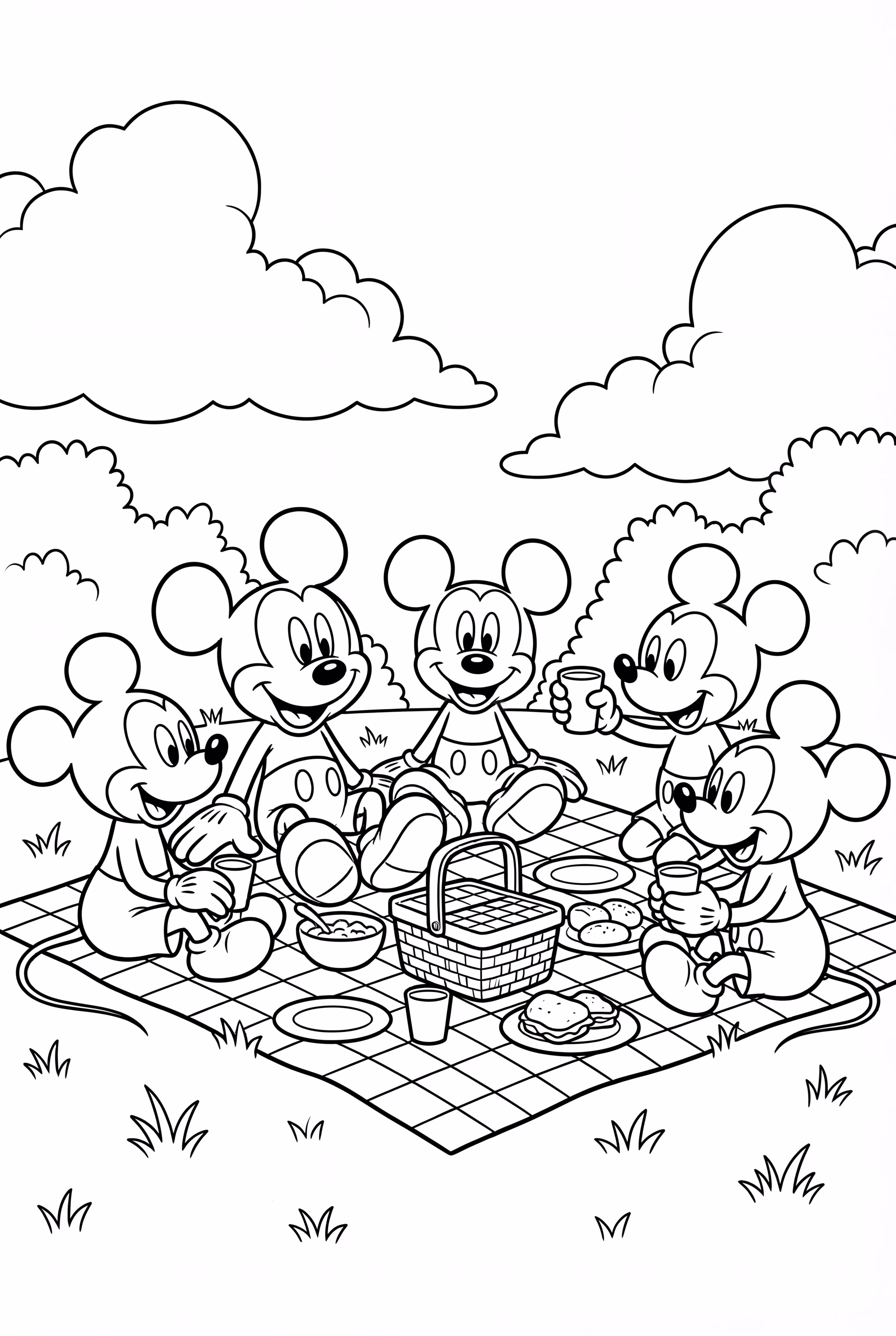 Mickey Mouse And Friends Having Picnic