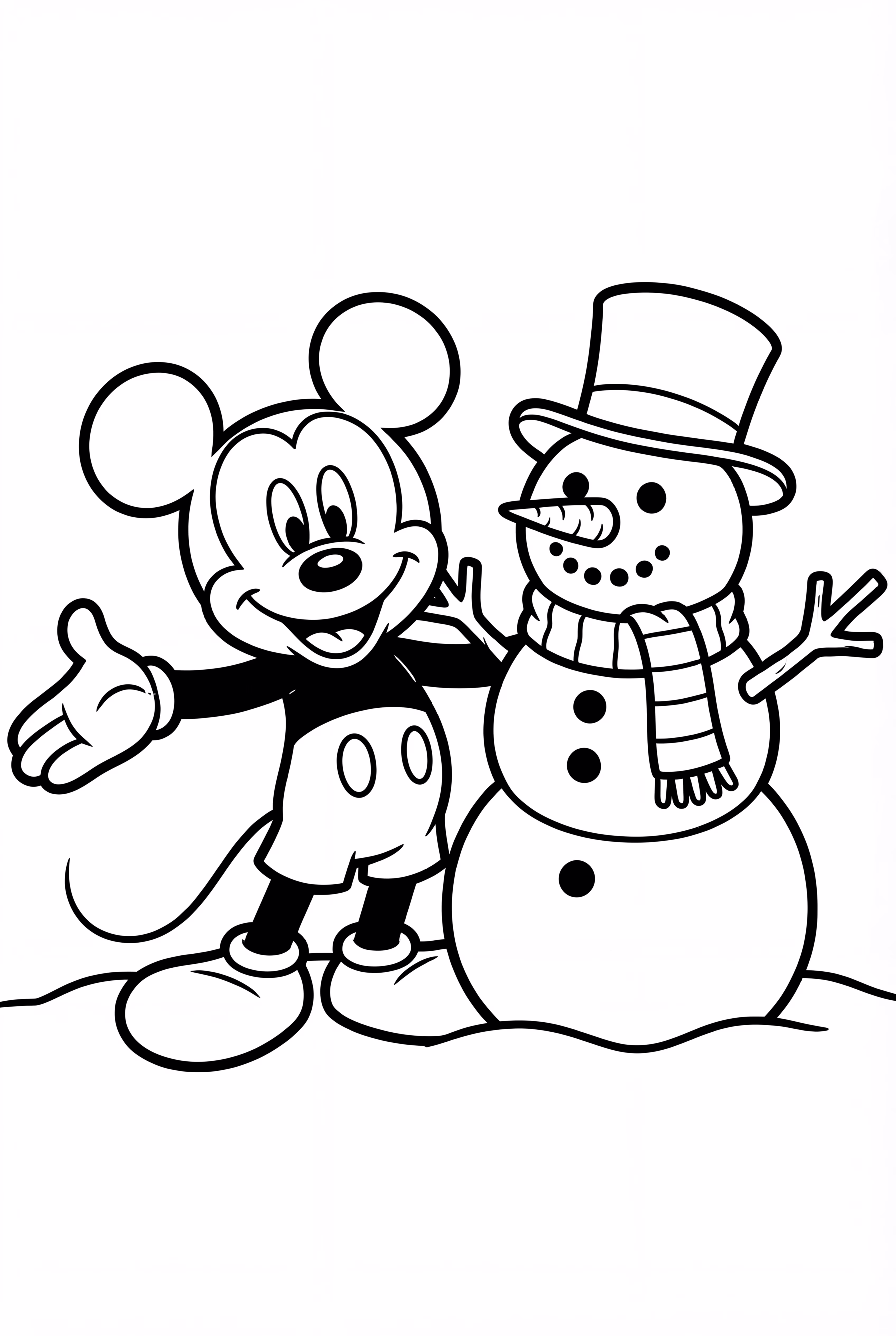 Mickey Mouse Building Snowman