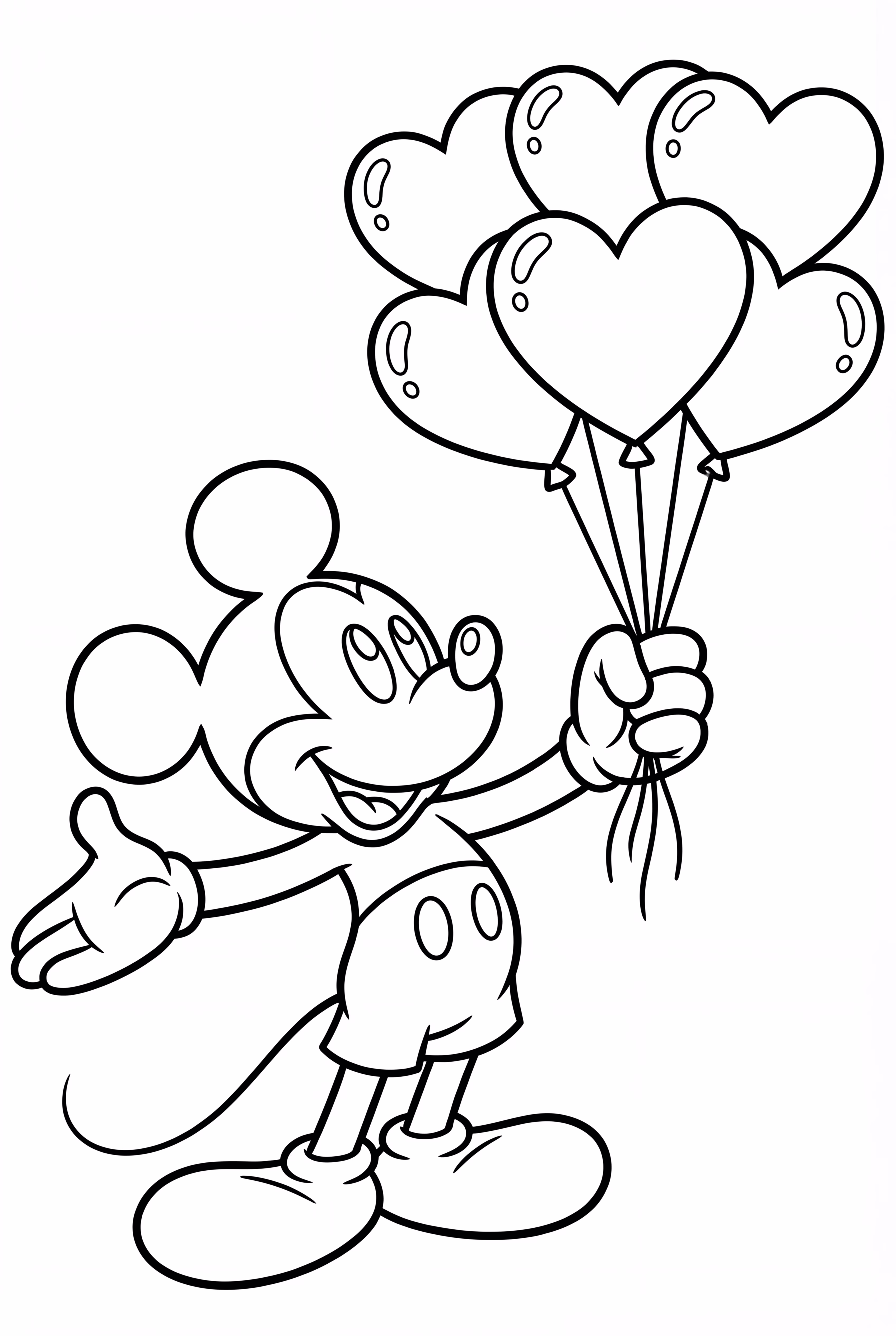 Mickey Mouse Holding Heart Balloons