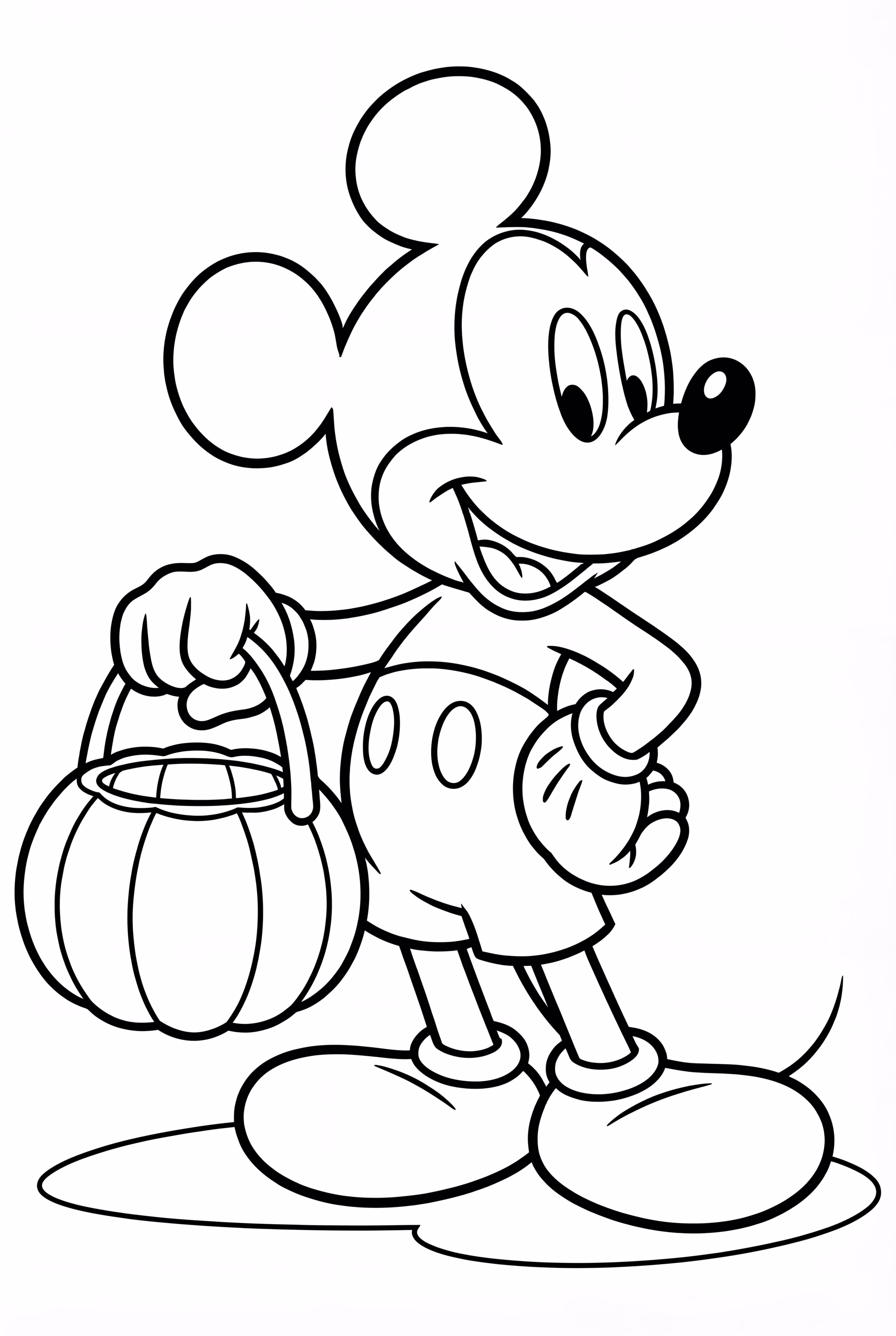 Mickey Mouse Holding Pumpkin Bucket
