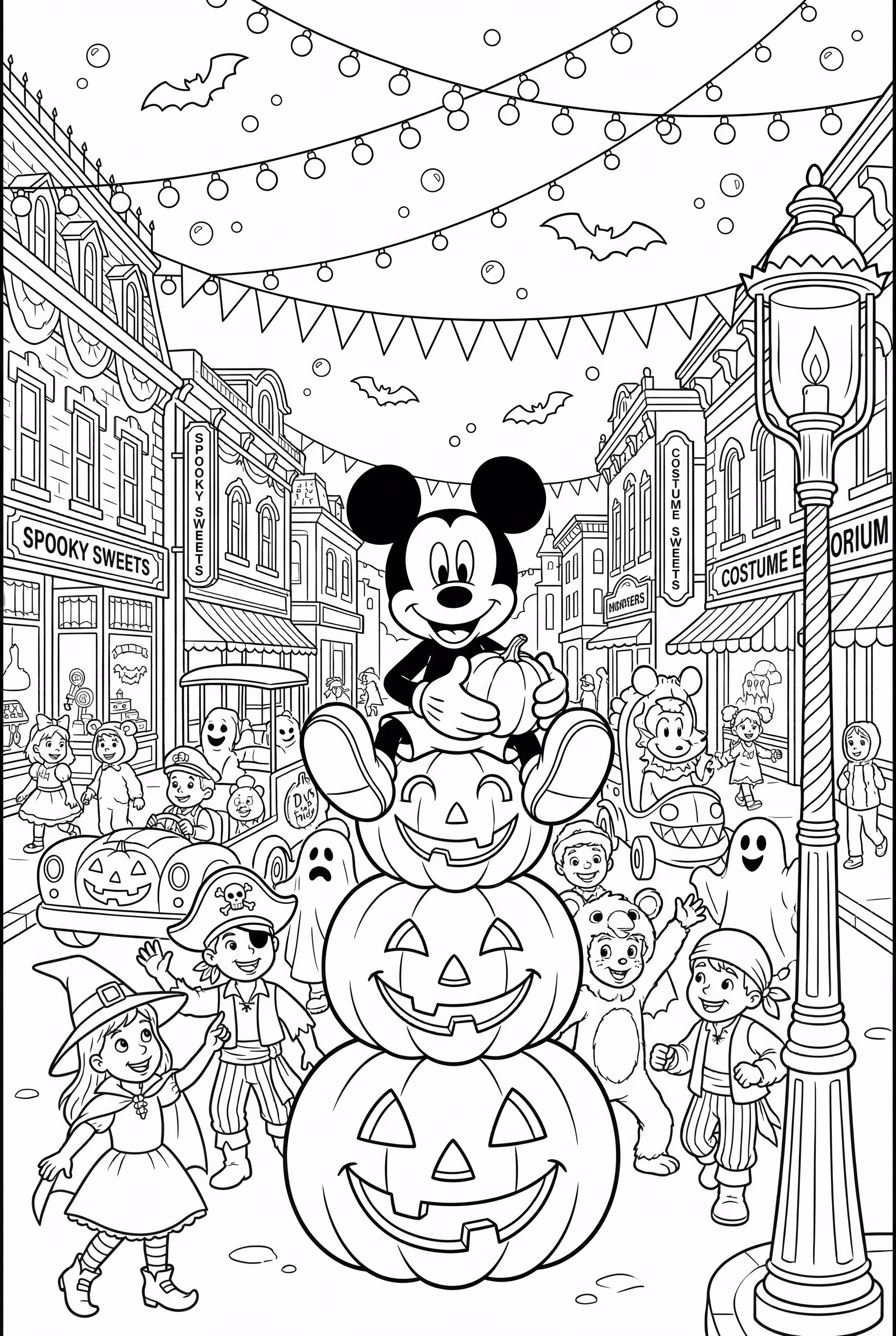 Desfile de calabazas de Mickey Mouse en una ciudad-2