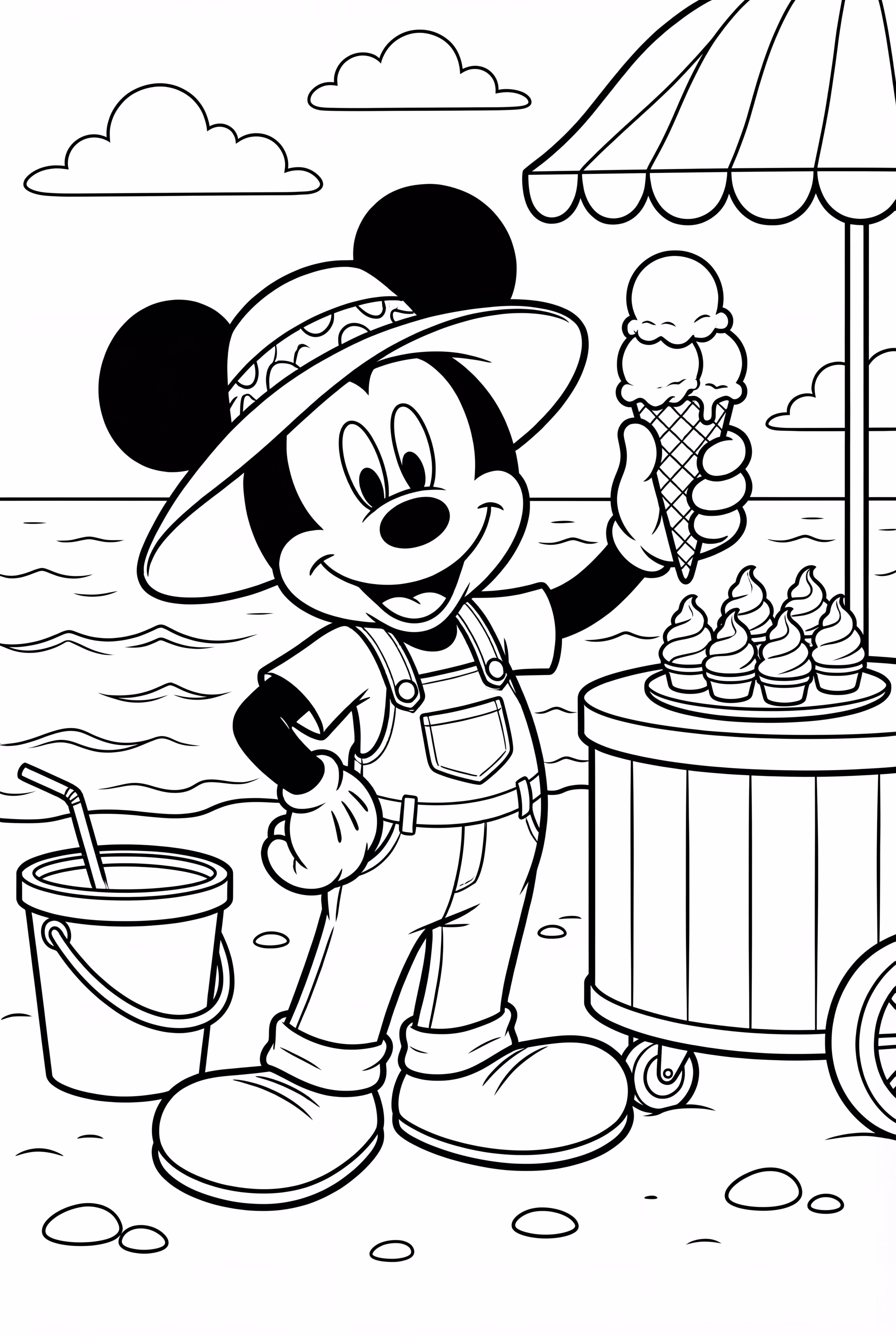 Mickey Mouse Selling Ice Cream at Beach