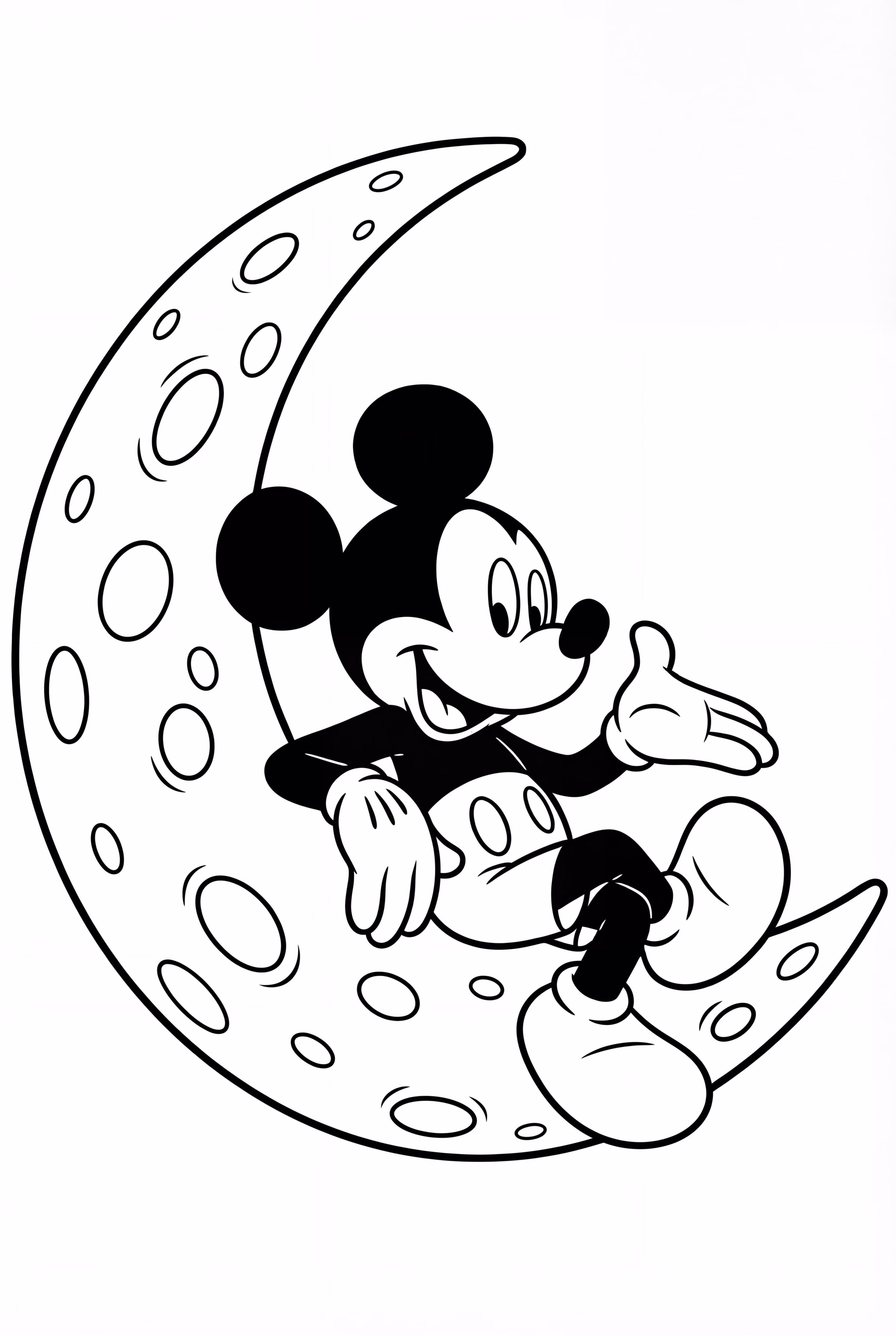 Mickey Mouse Sitting On Moon Crescent