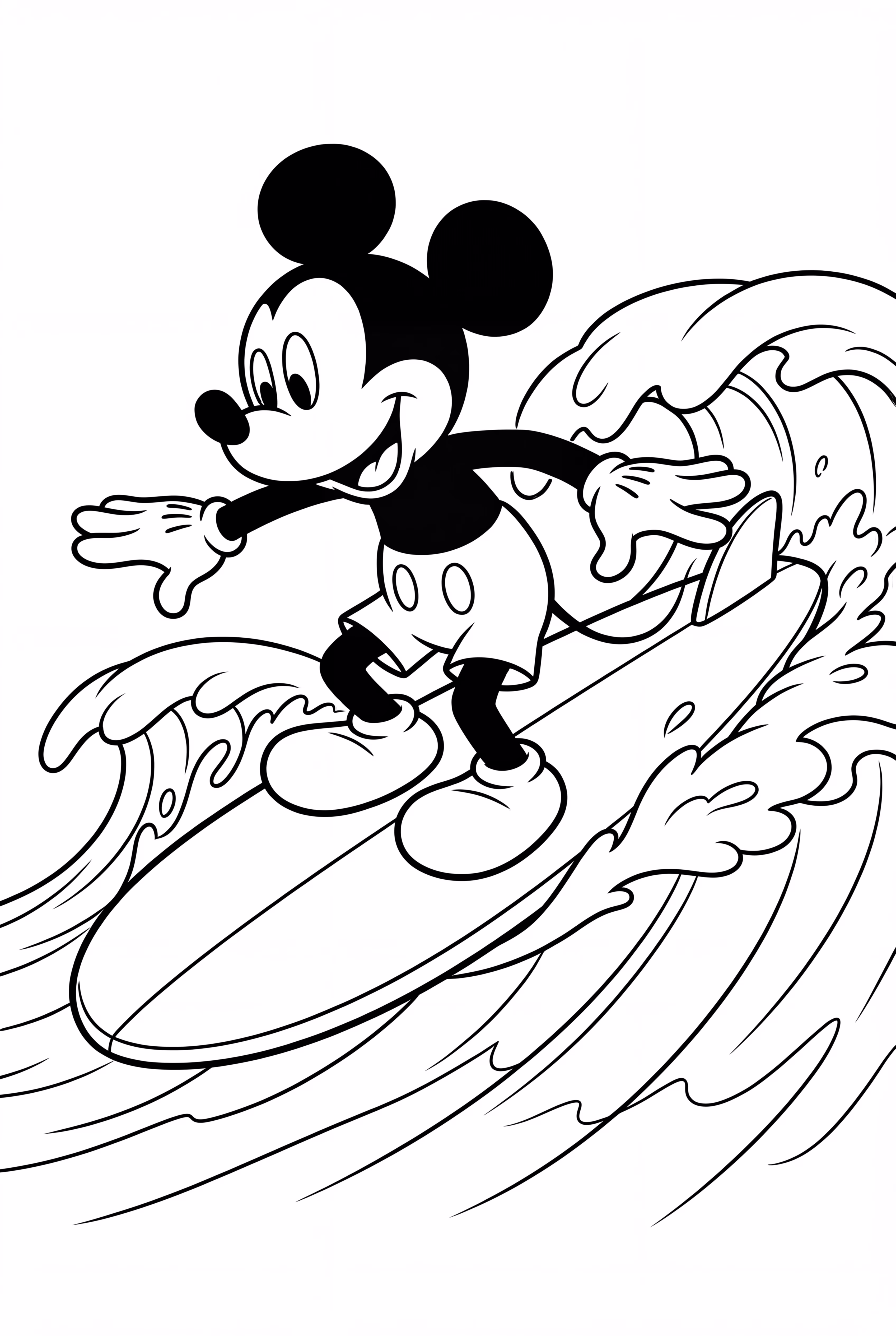 Mickey Mouse Surfing Ocean Waves