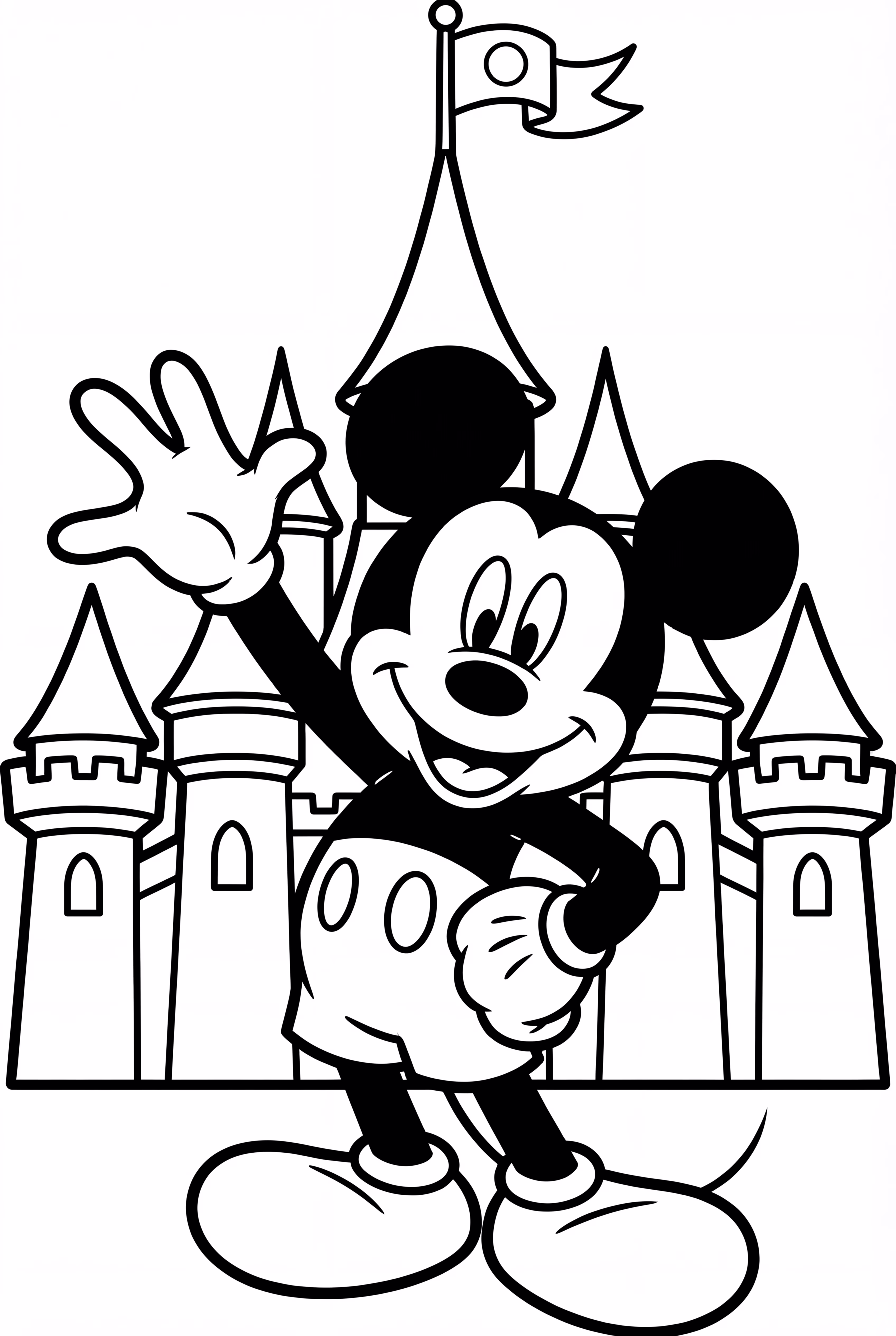 Mickey Mouse Waving At Disney Castle