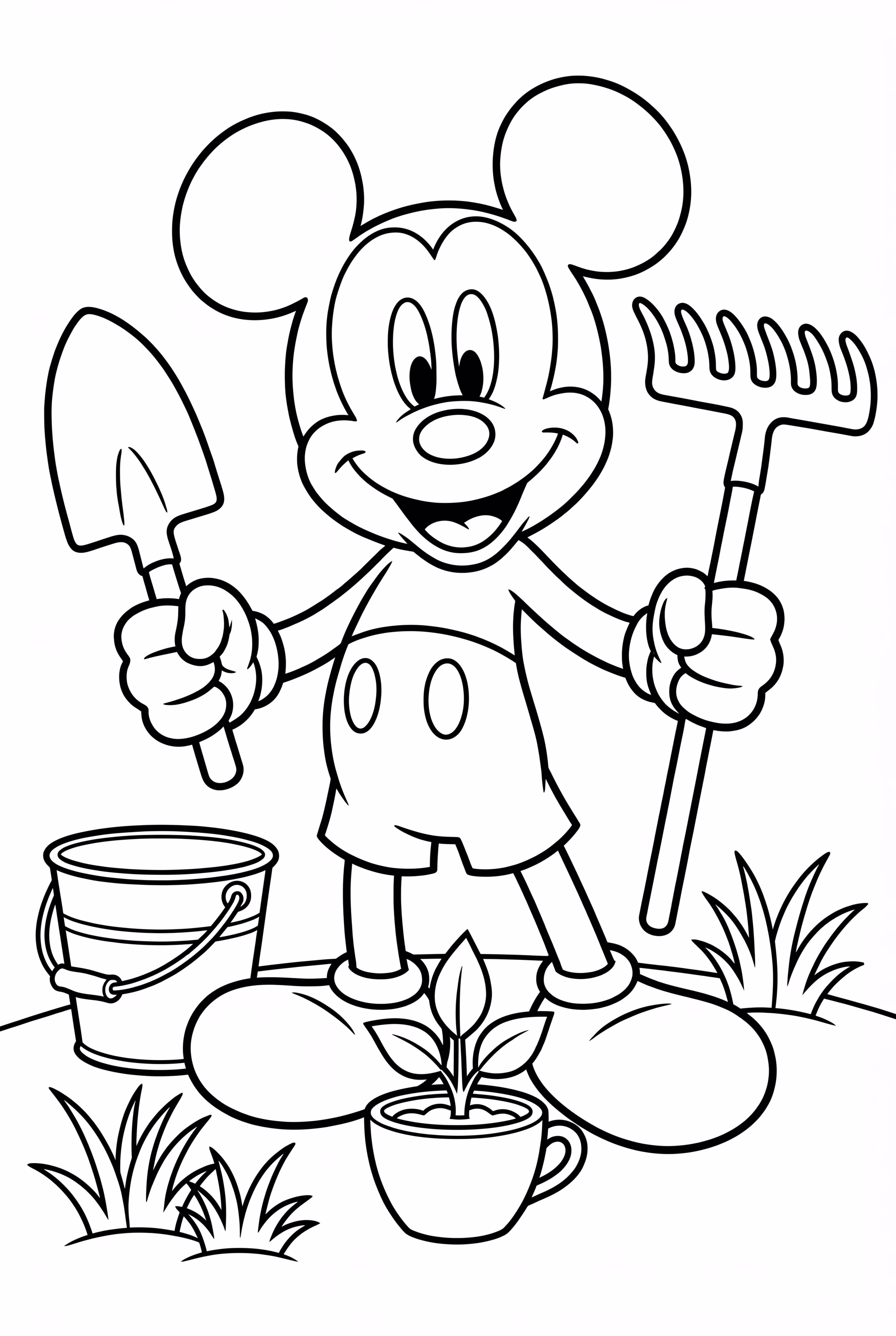 Mickey Mouse With Gardening Tools