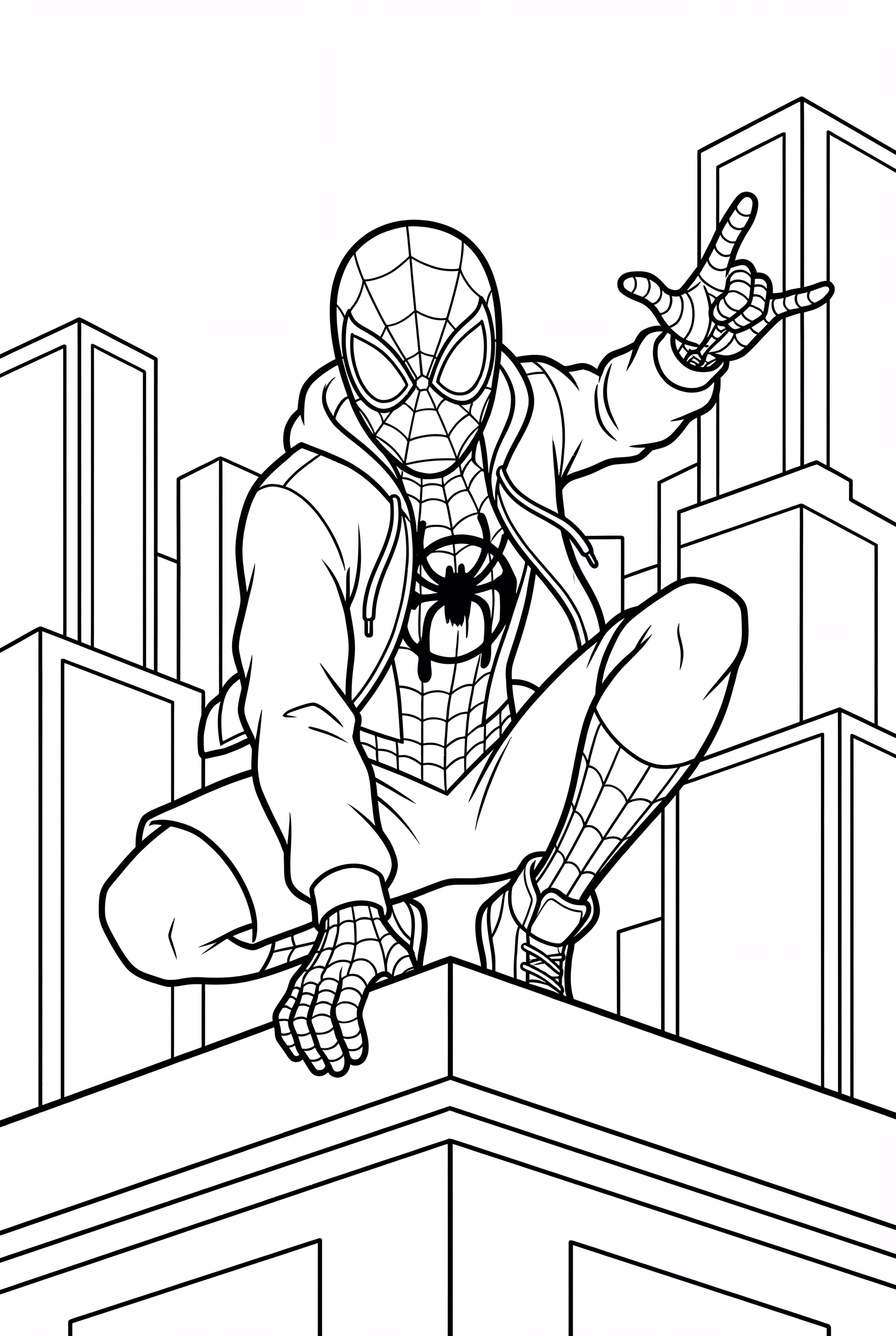 Miles Morales posando en la azotea