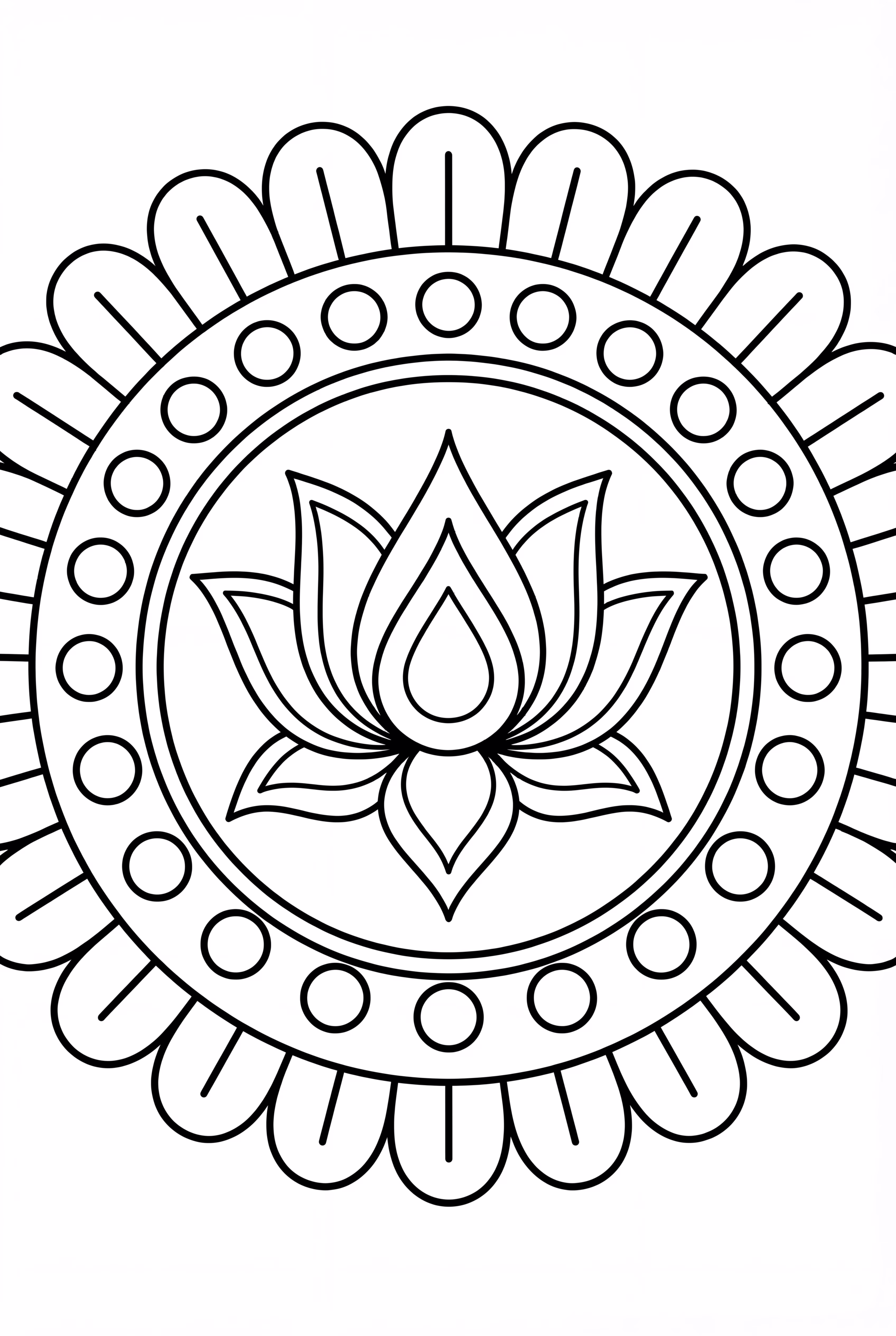 Mandala de Pleine Conscience avec Centre de Lotus