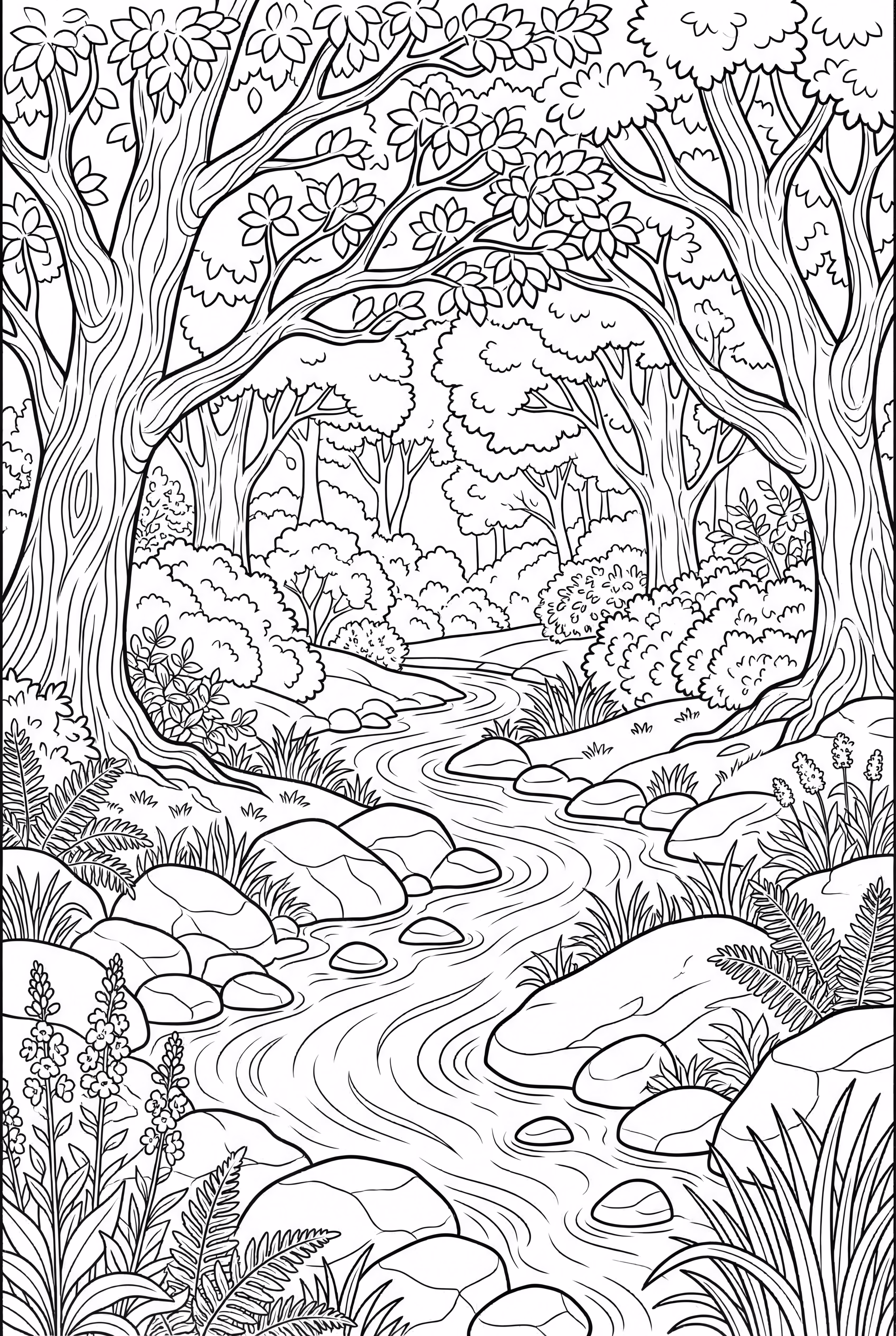 靜謐自然風景與緩緩小溪