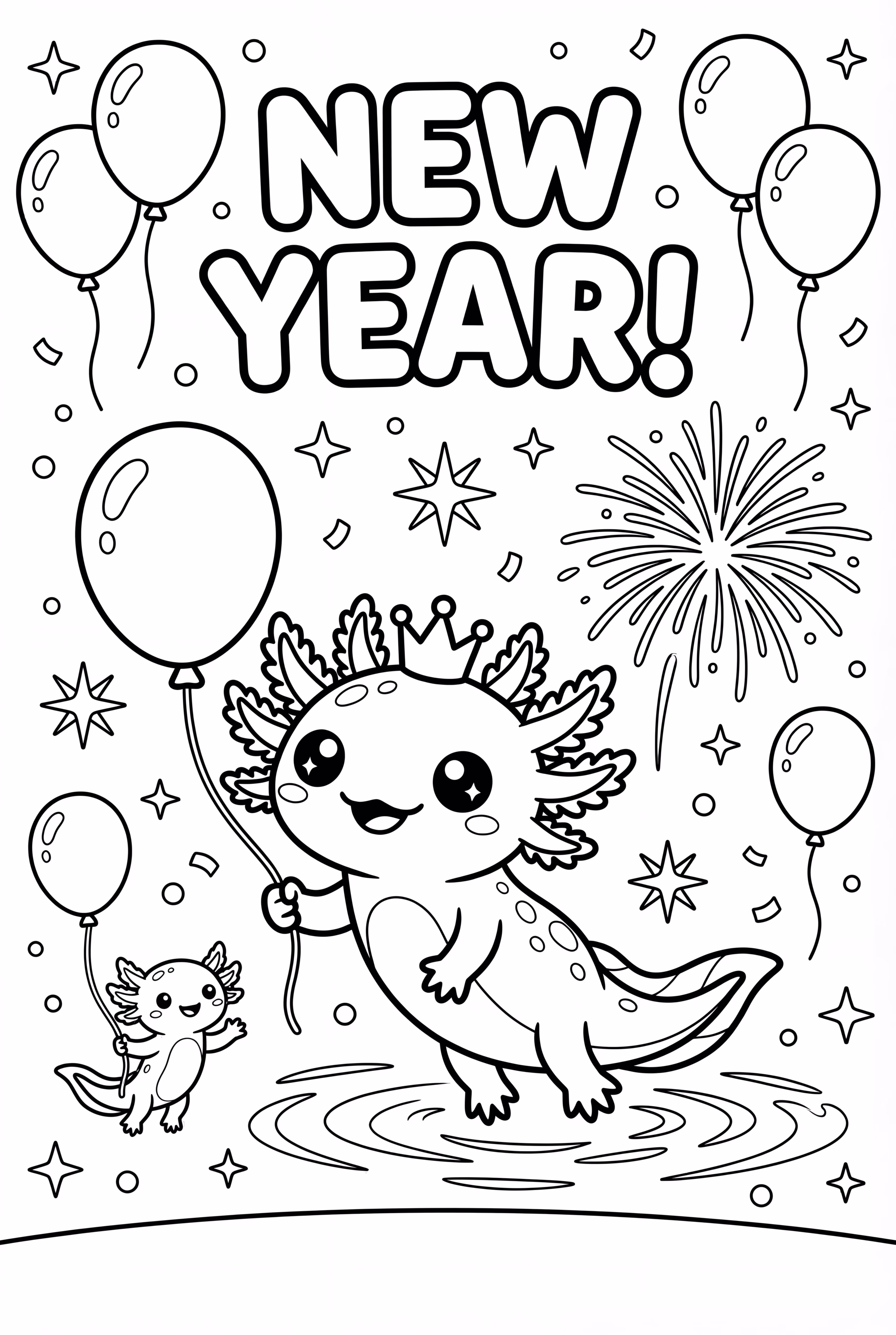 마인크래프트 아홀로틀이 새해 축제를 수영하는 모습-2