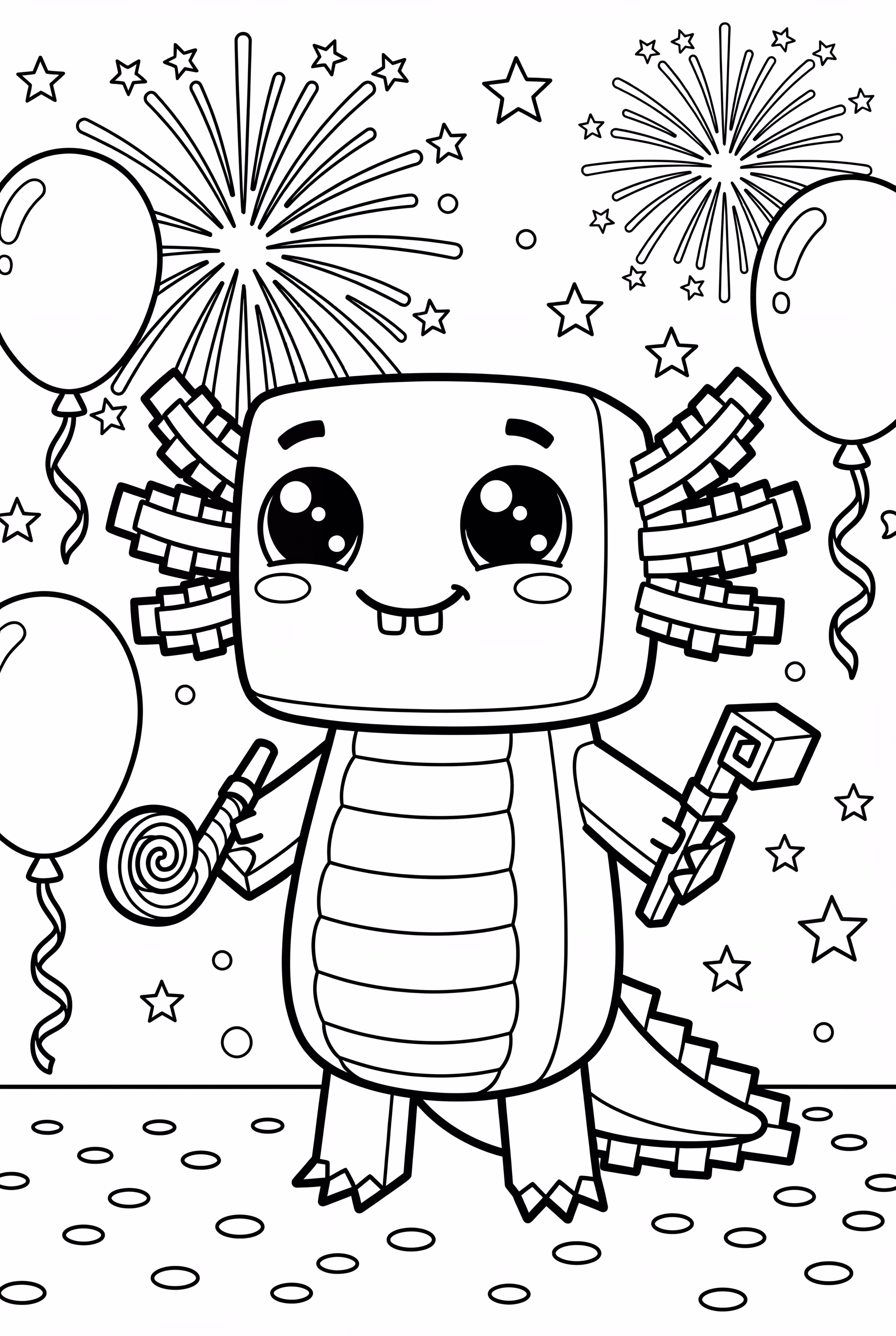 마인크래프트 악솔로틀, 새해 축제에 수영하다