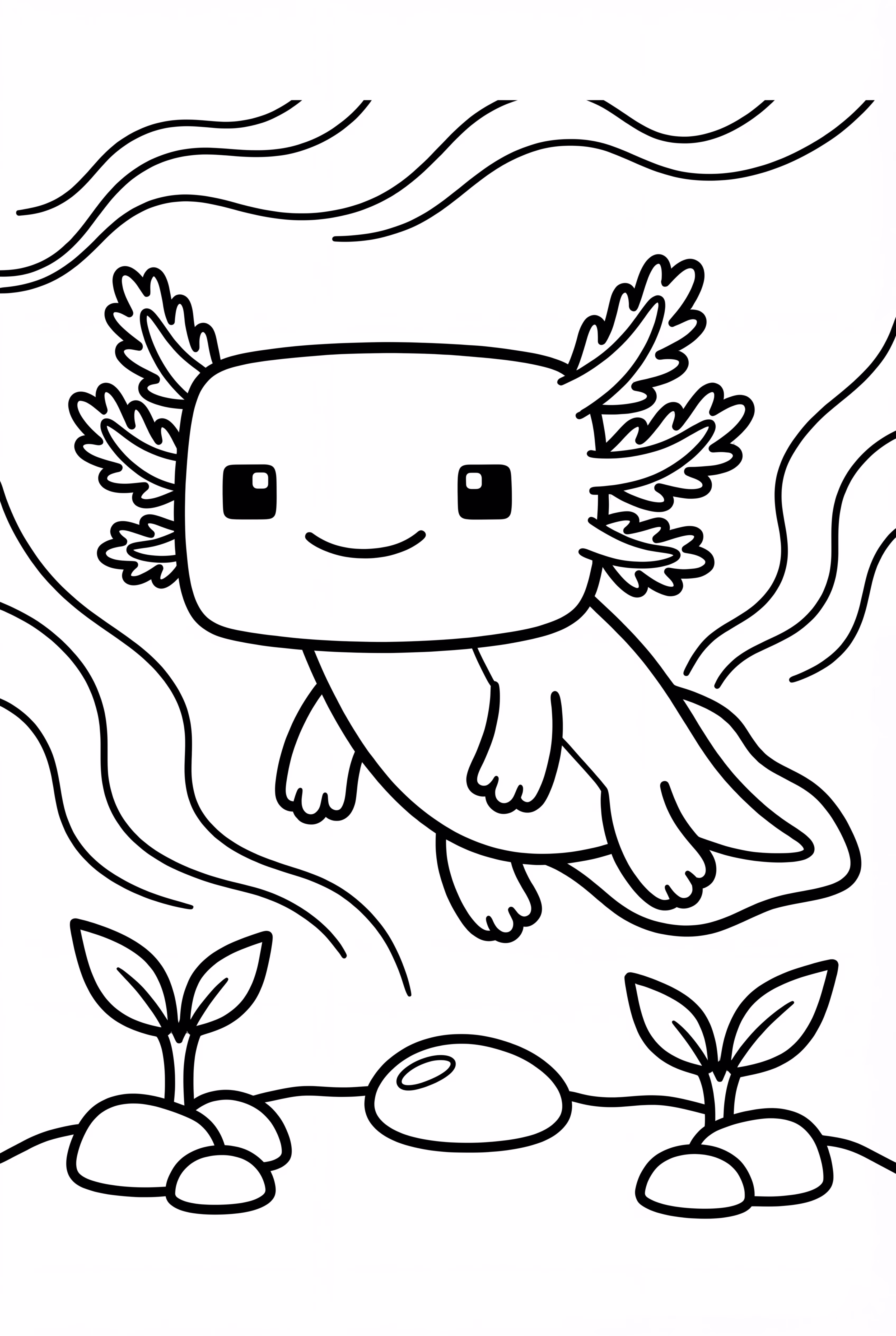 マインクラフトのアホロートルが豊かな洞窟で泳いでいる