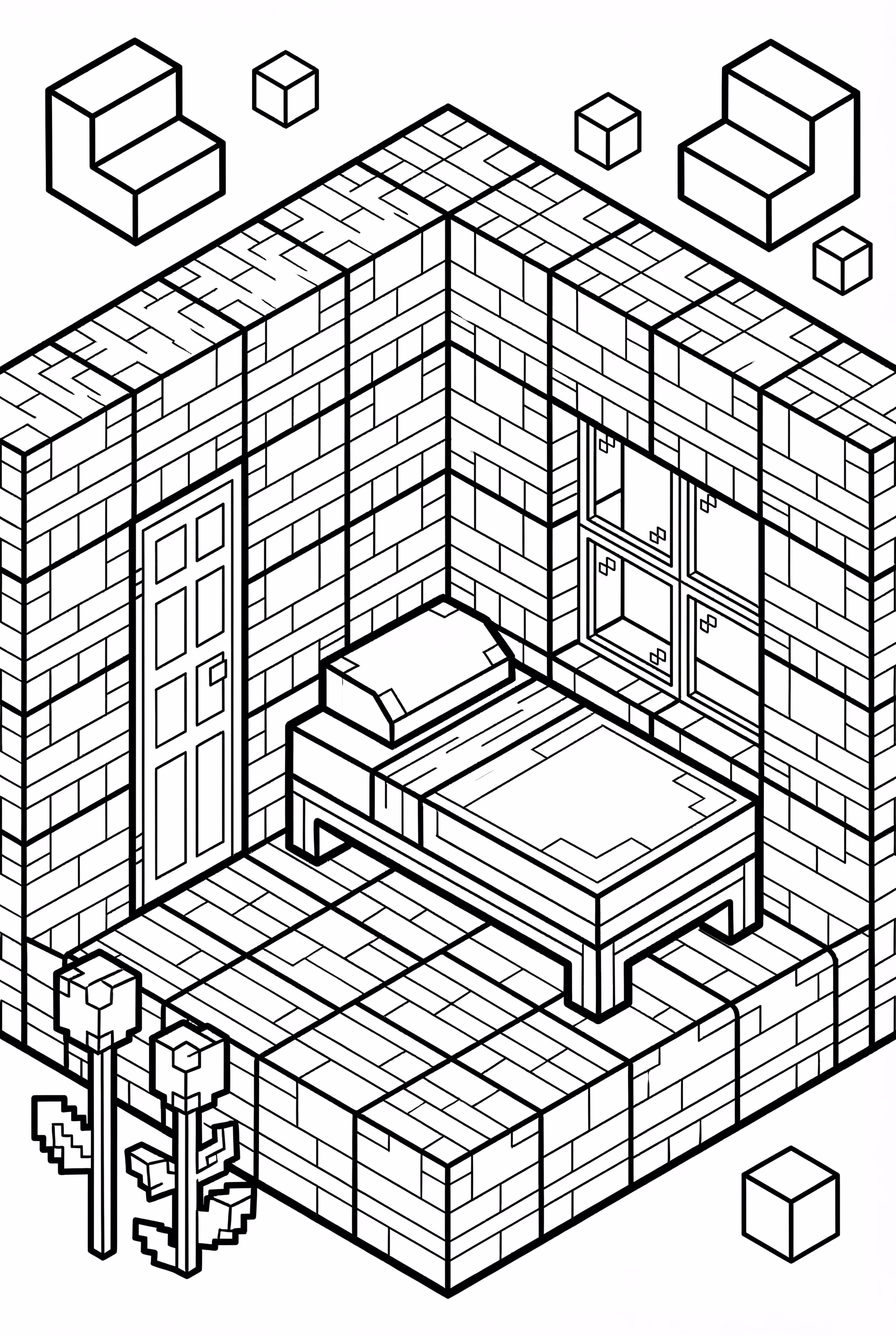 我的世界彩色羊毛屋里的床